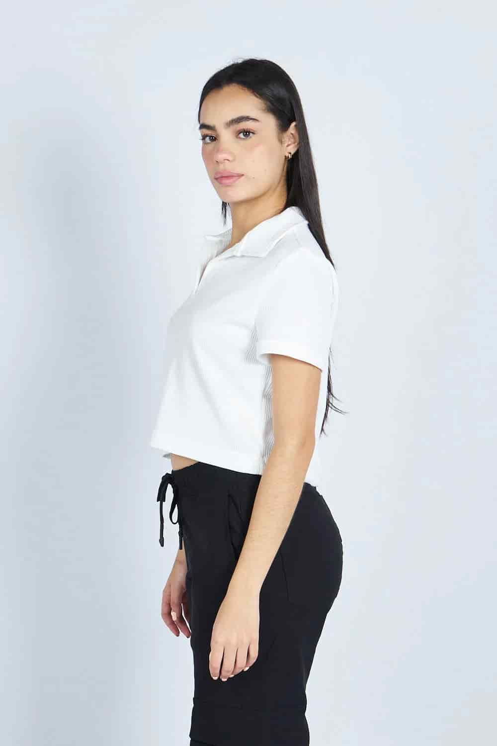 Lounge cropped Polo textura Blanca | Drop 03 | - miniatura 4
