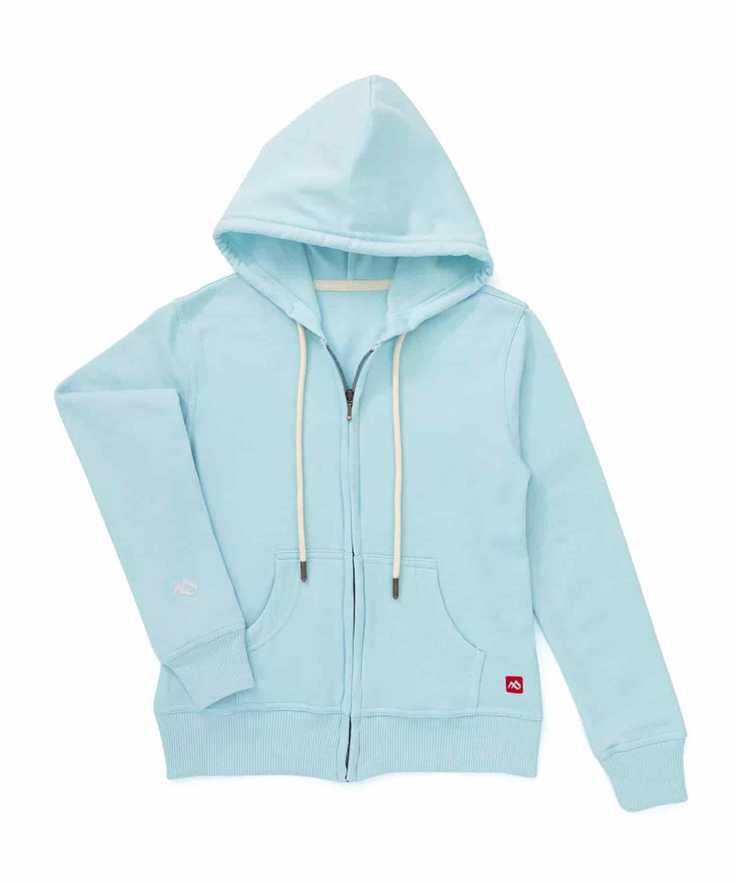 Buzo abierto con Capota Mujer Azul Celeste - miniatura 3