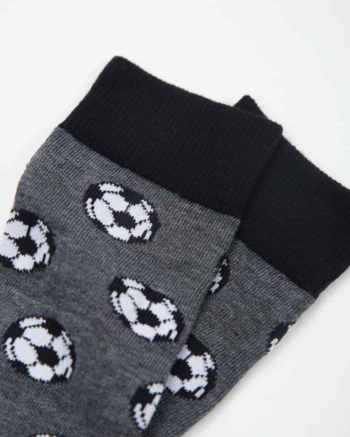 Medias Algodón Estampado Balón Fútbol  - Fondo Gris - miniatura 2