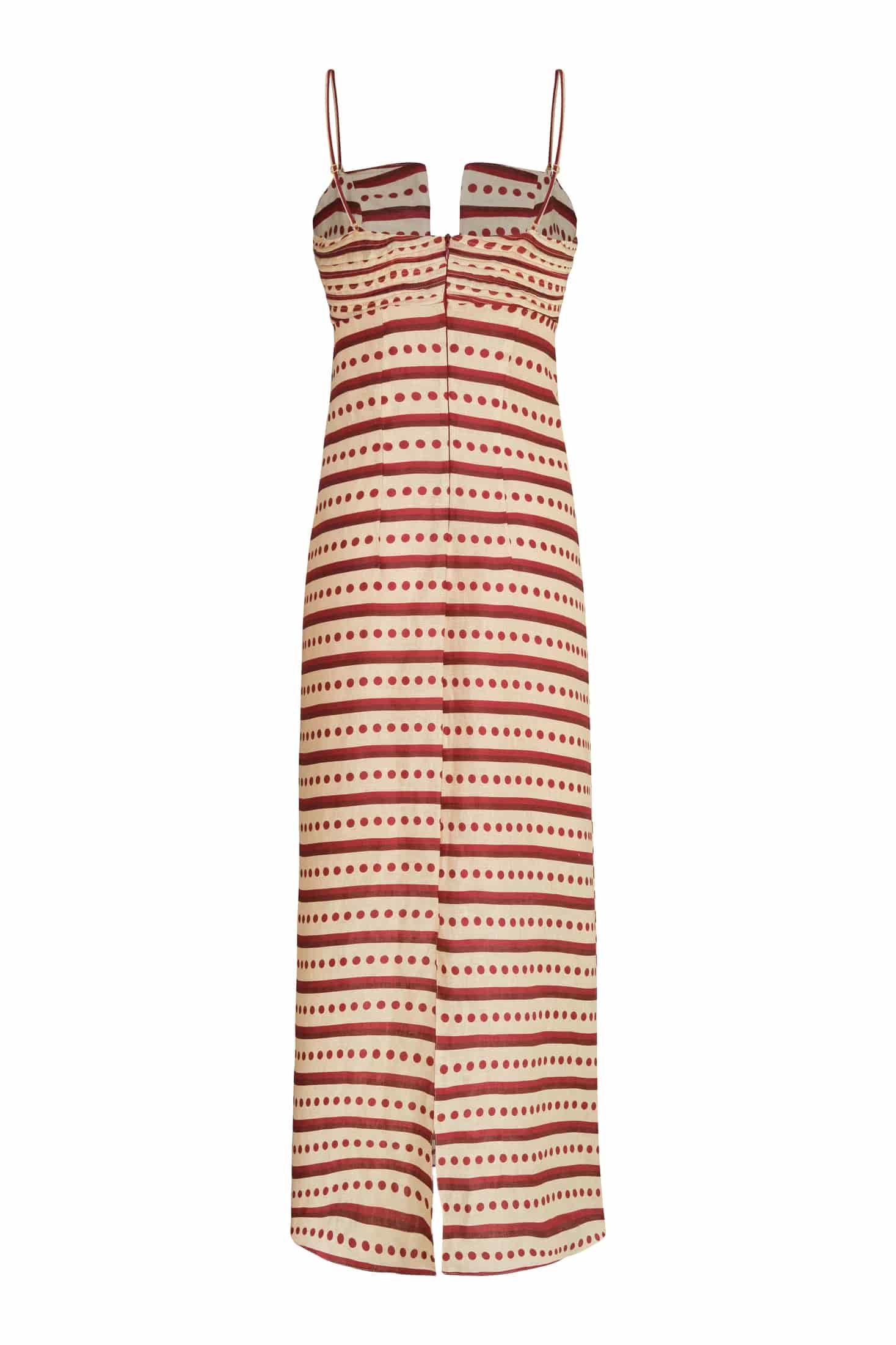 Antigüa Linen Midi Dress / Red Stripes - miniatura 3