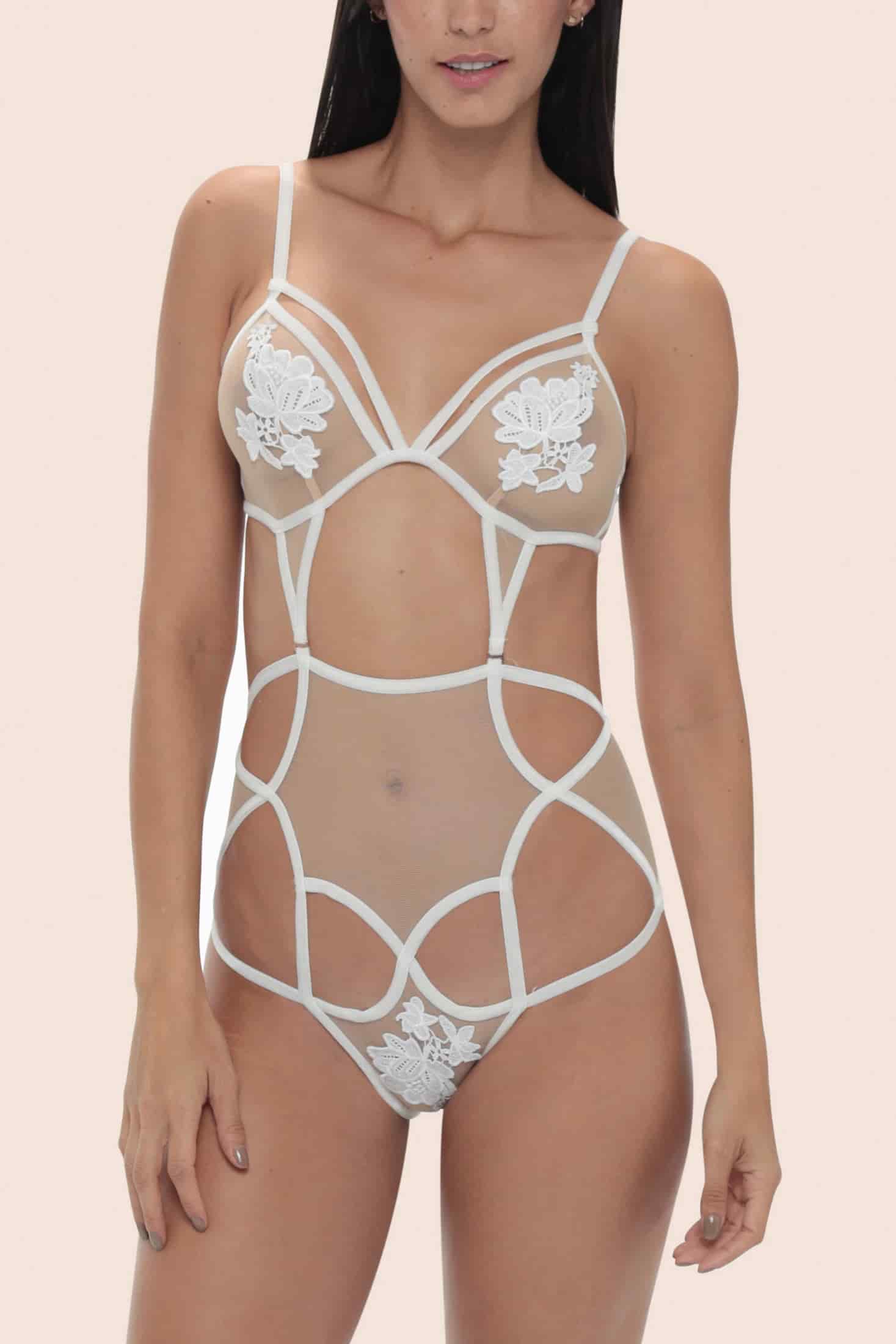 BODY ELLIPSE SEXY SIN ARO CON TIRAS AL FRENTE DELUXE CRUDO - miniatura 2