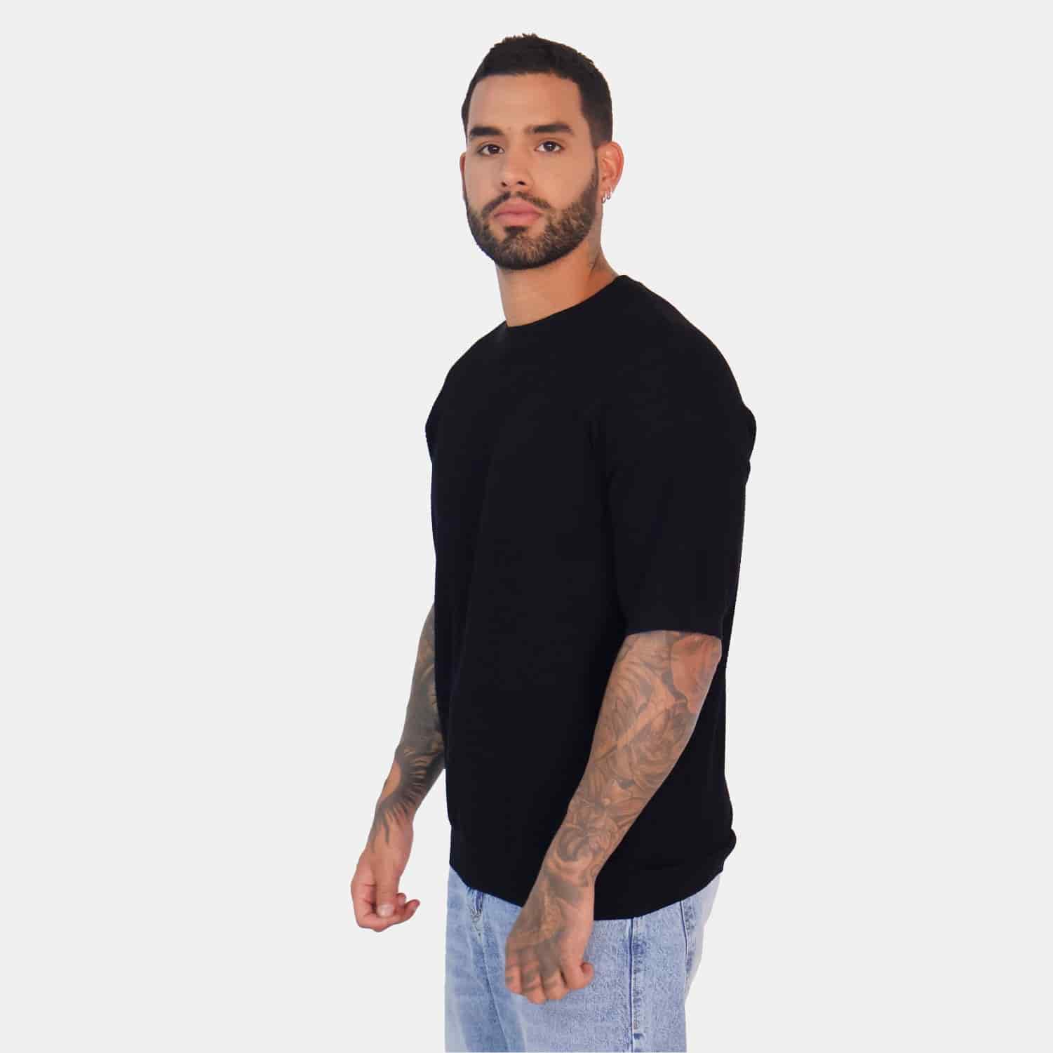 Textured Knit Tee Black - miniatura 2