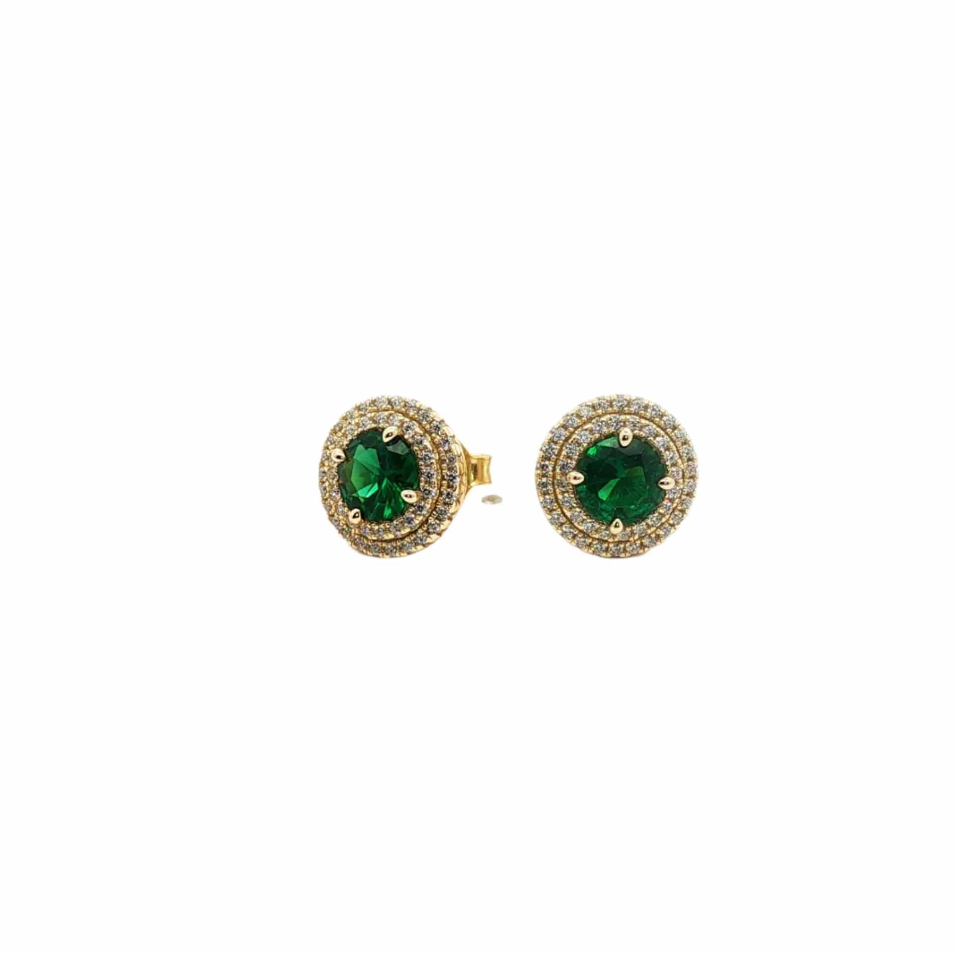 Double Halo Earrings Green - miniatura 1