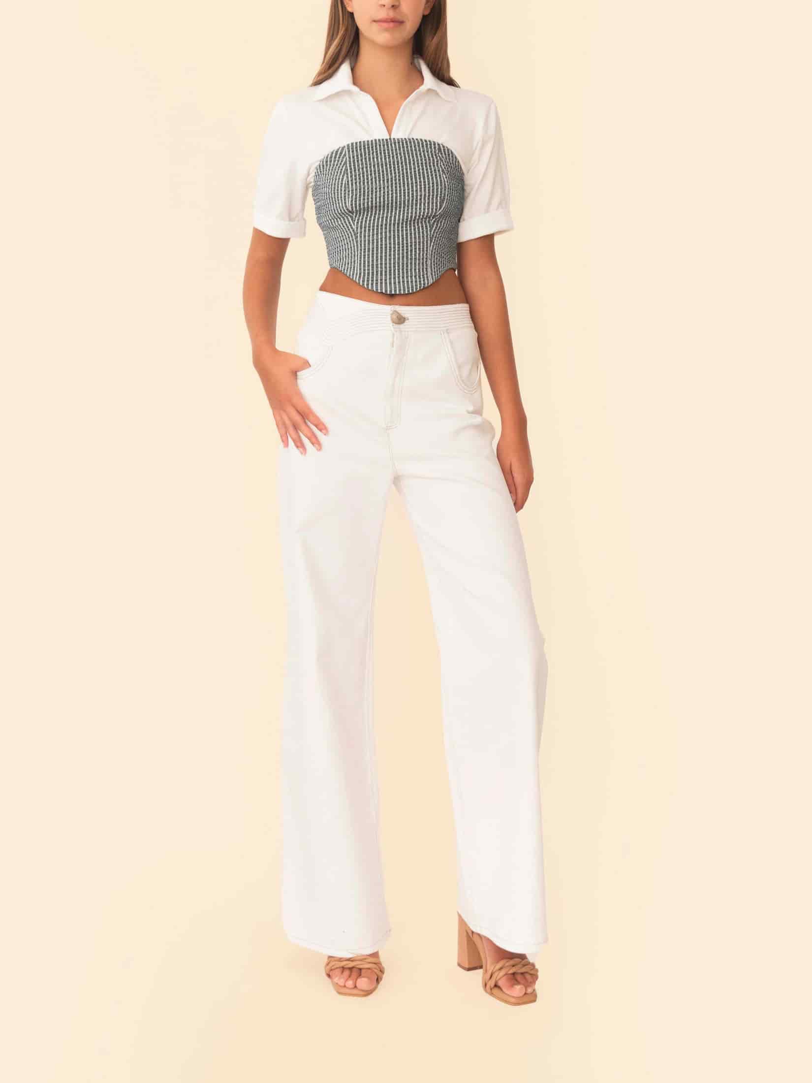 SEFINA TOP GREEN STRIPES - miniatura 3