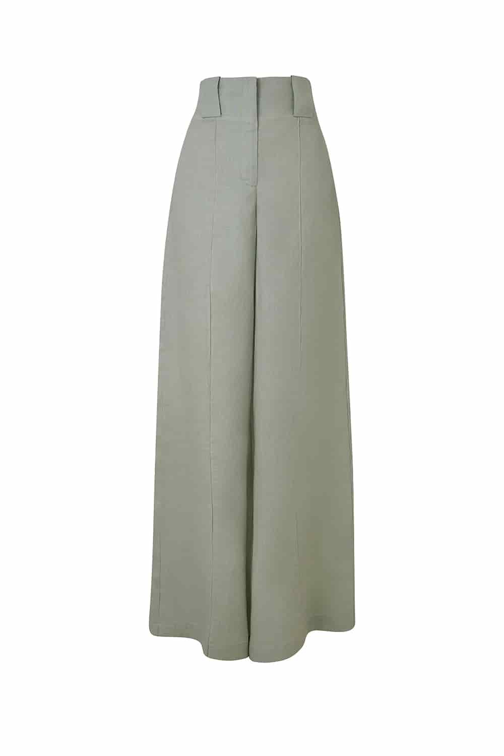 Pantalon New paulette Verde salvia lino - miniatura 1