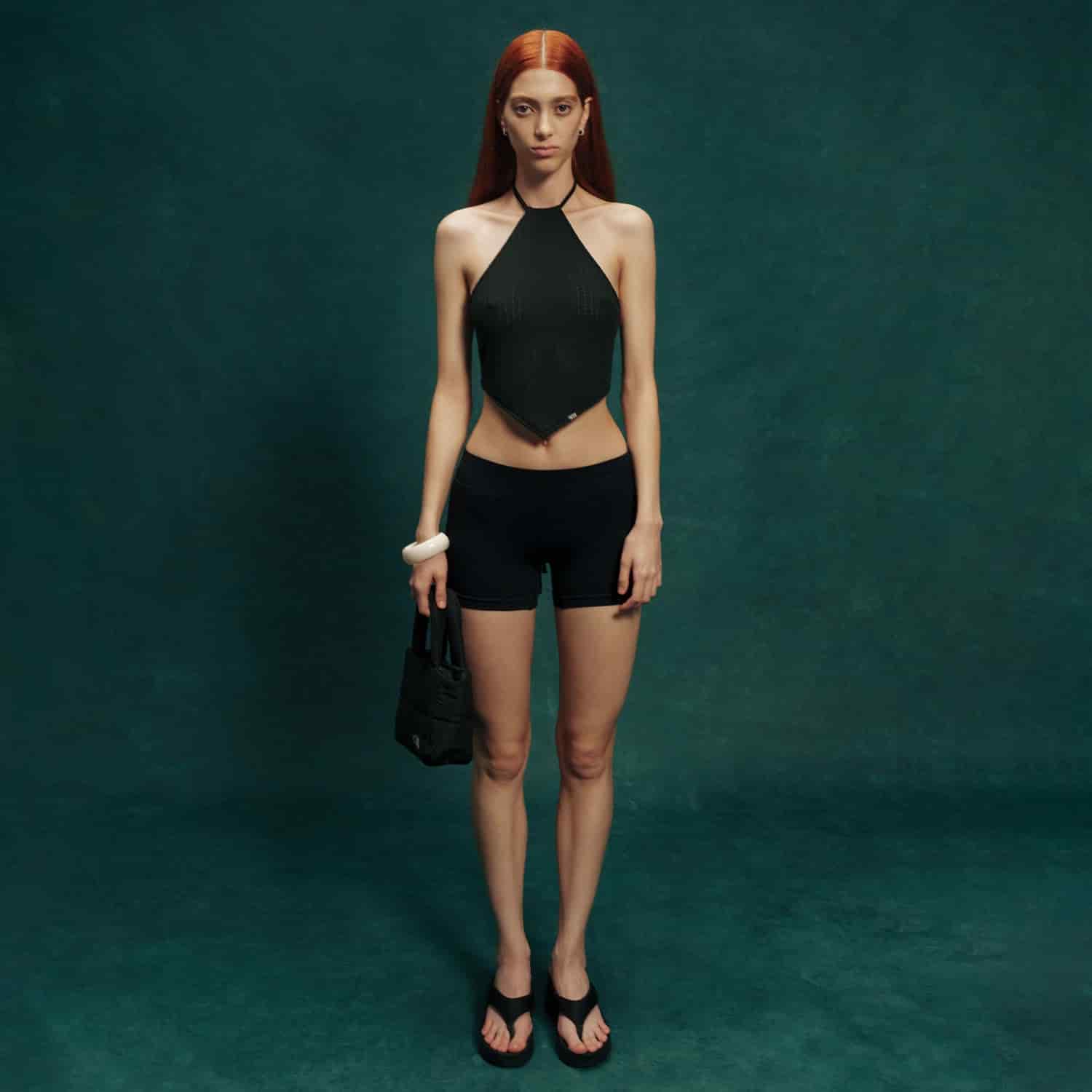 Textured Halter Top - Black - miniatura 5