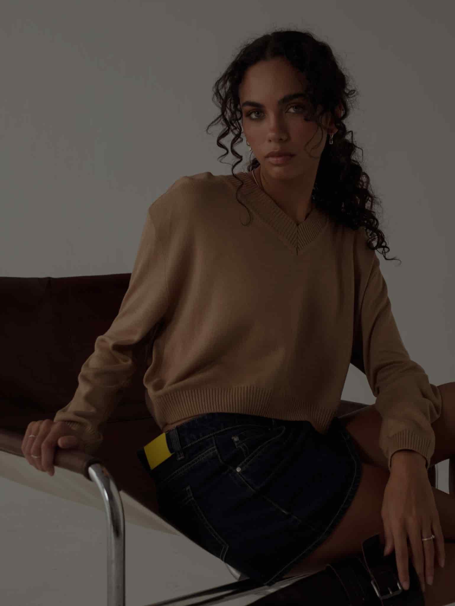 ONE HALF V-NECK KNIT SWEATER - SEPIA - miniatura 9