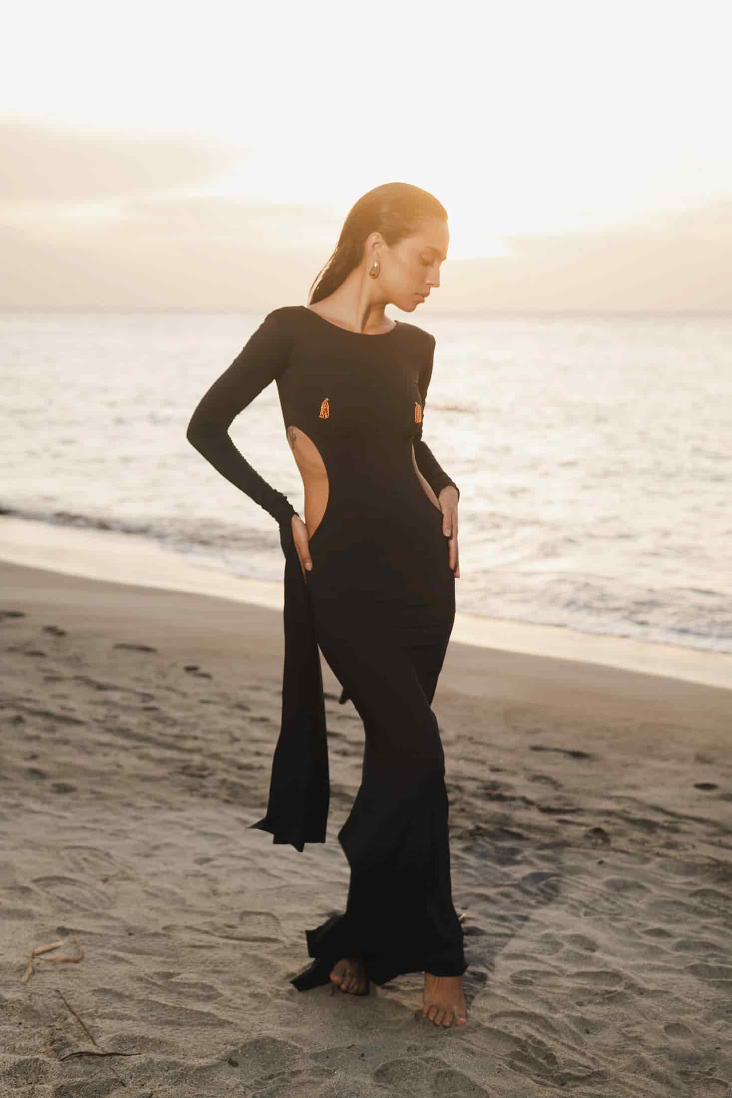 DALIA GOWN - BLACK (MAXI SLEEVE) - miniatura 5
