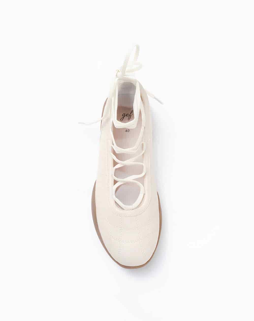 Baletas cordones beige mujer - miniatura 4
