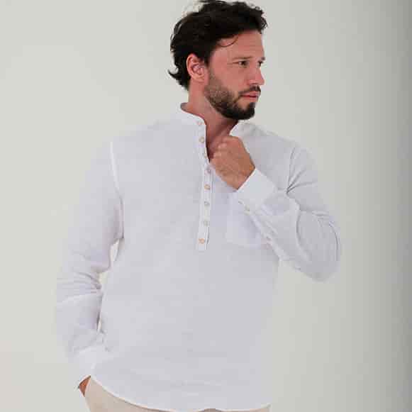 CAMISA ML 100% LINO CUELLO NERU HOMBRE - miniatura 8