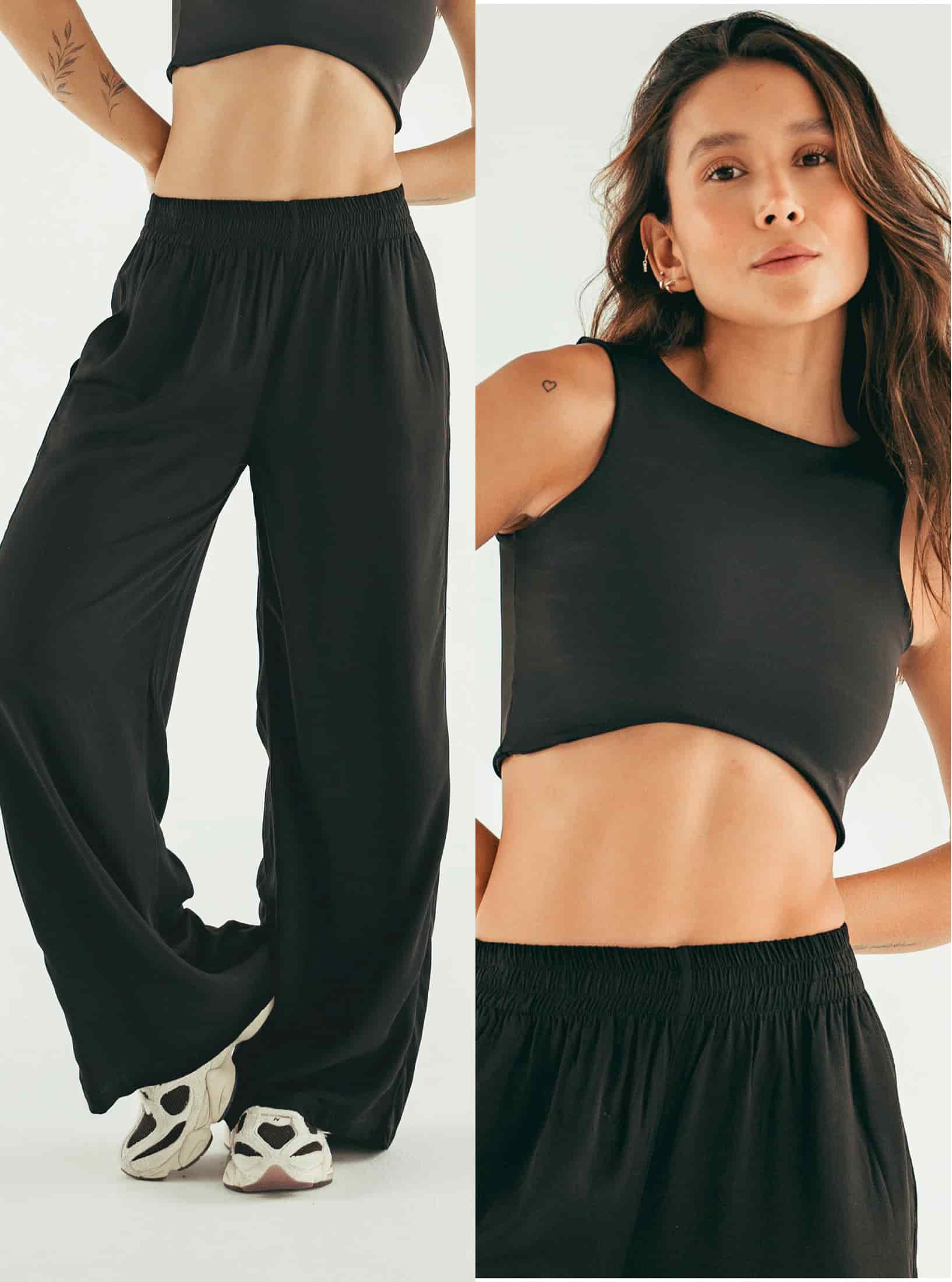 Pack Palazzo Black + Crop Top Soft - miniatura 1