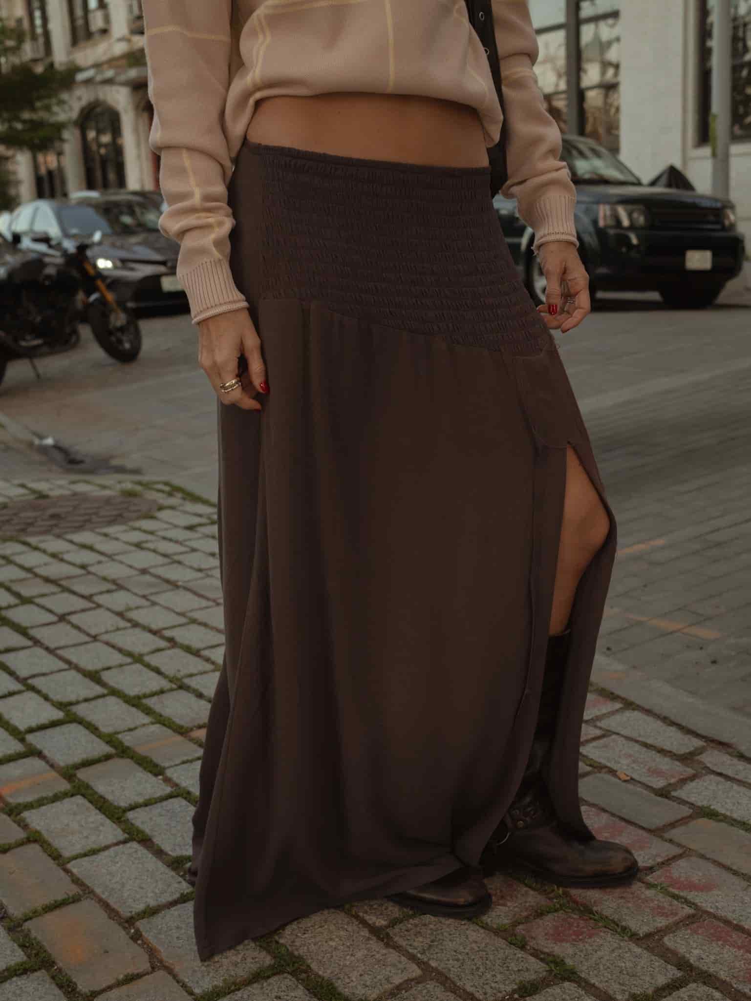 BOHO MAXI SKIRT - BROWN - miniatura 1