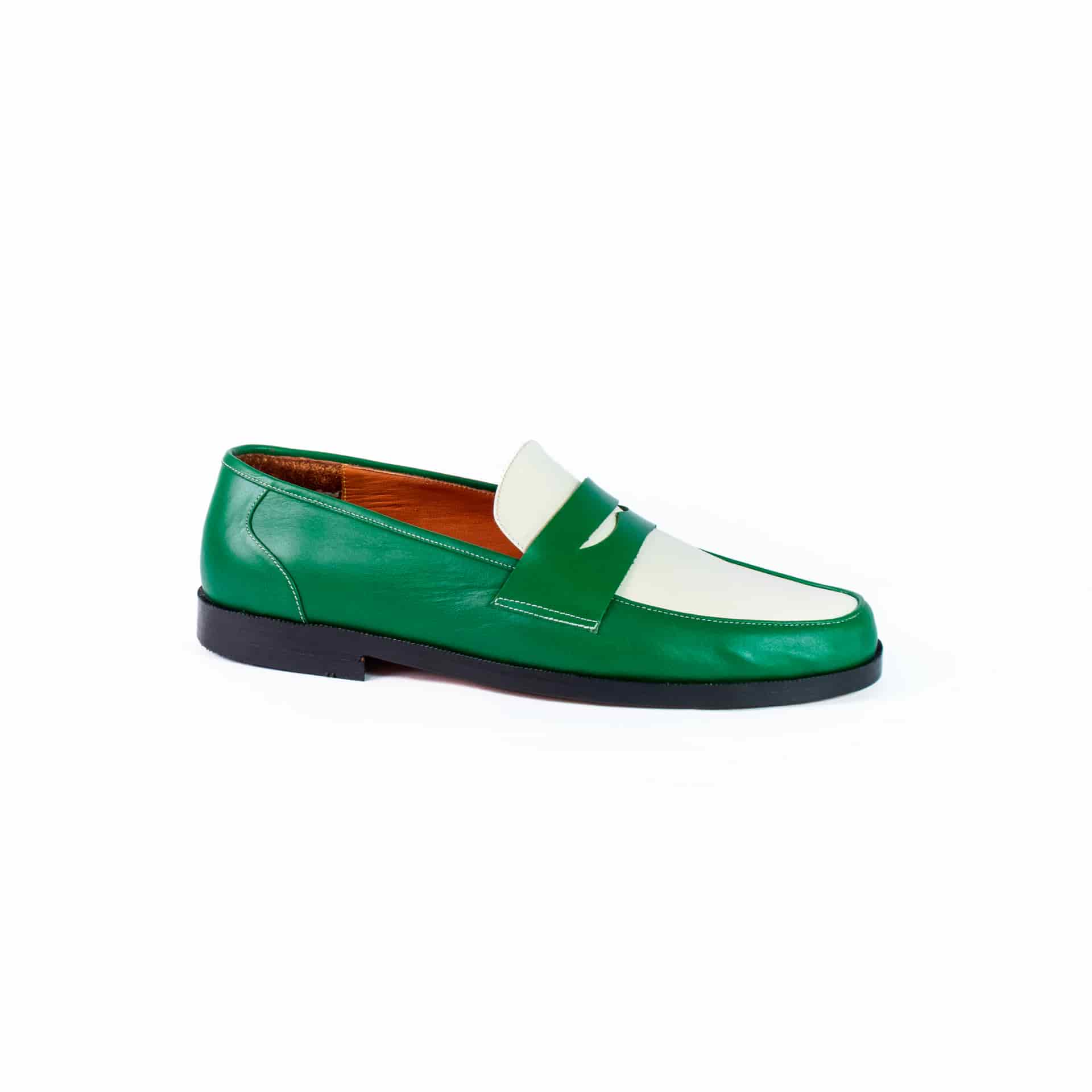 Penny loafers green & white - miniatura 1