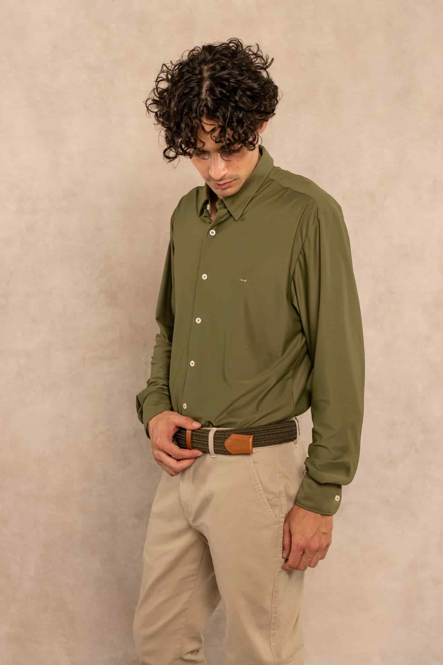 Camisa Performance Oxford Verde Militar - miniatura 4