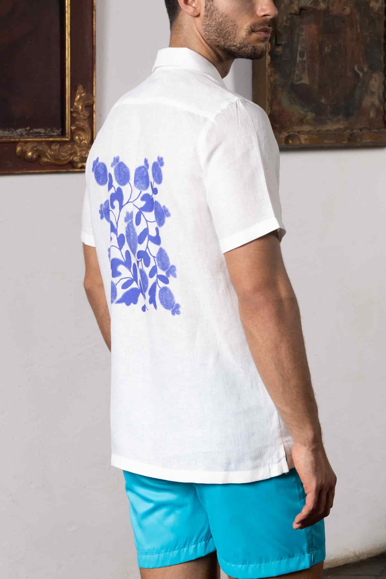 Men's linen shirt white kokan - miniatura 4