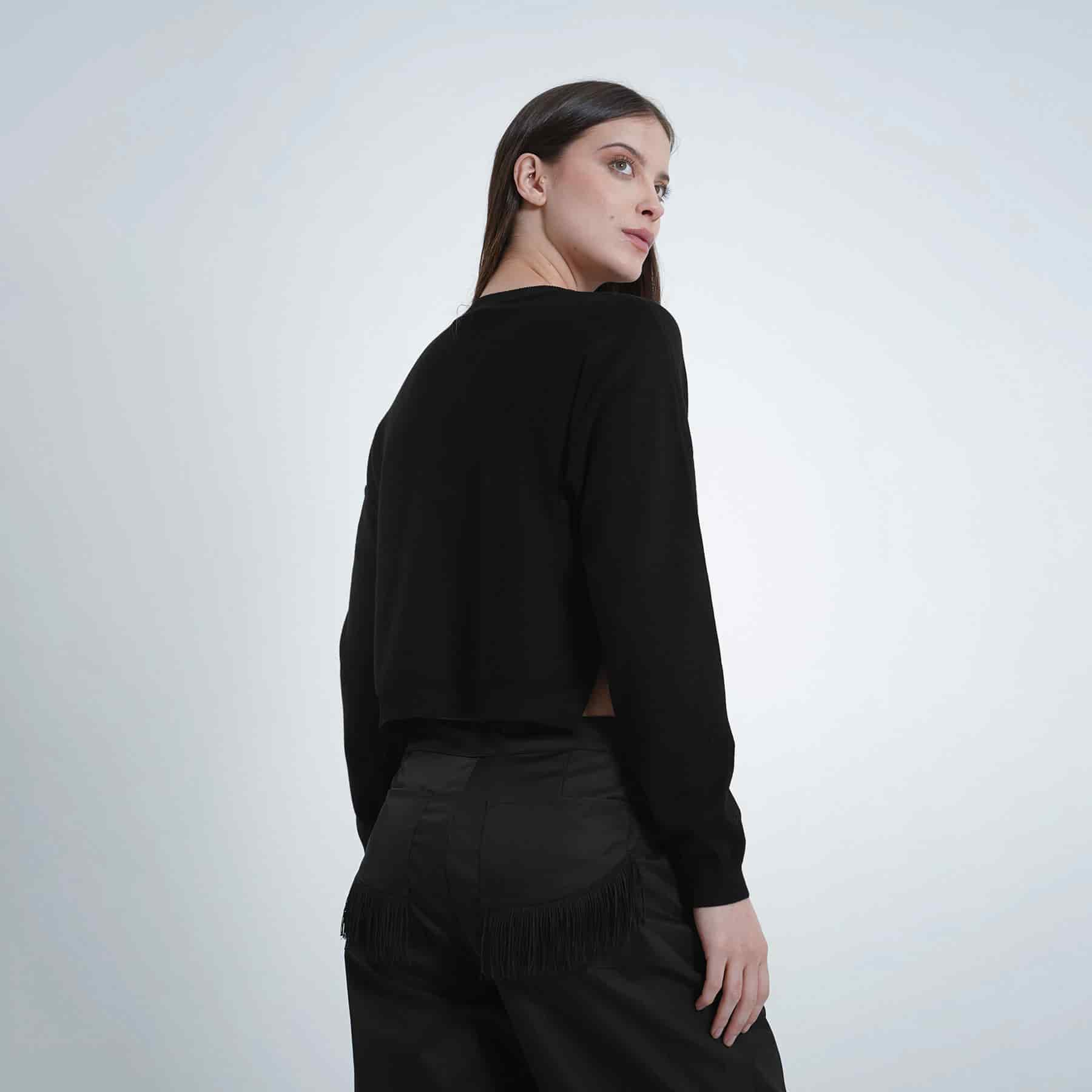 Sweater crop cuello redondo manga larga - miniatura 4