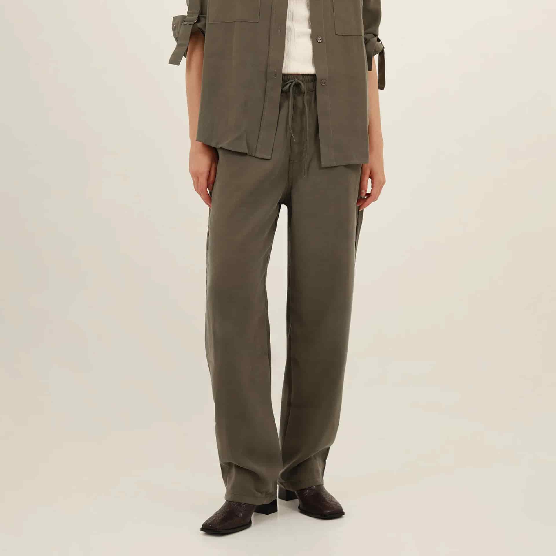 Pantalón bota recta con elastico en cintura y cordón - miniatura 6