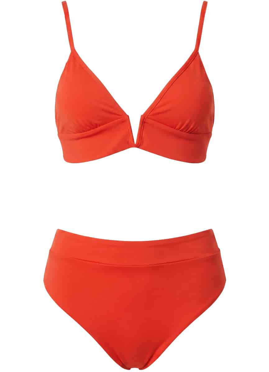 Maaji Red Camelia Parade Long Line Triangle Bikini Top - miniatura 8