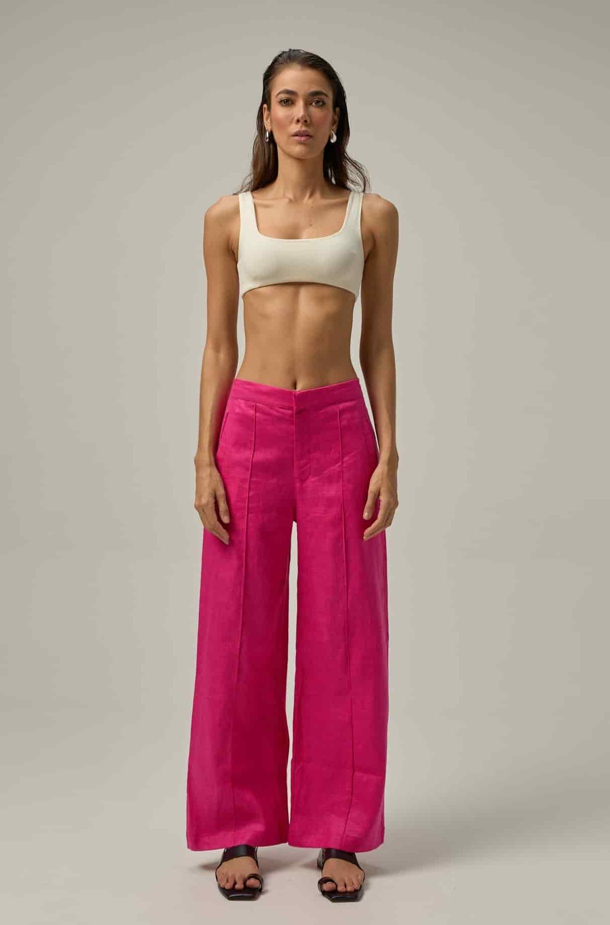 Pantalón Serre de lino | rosado Hot Pink - miniatura 1