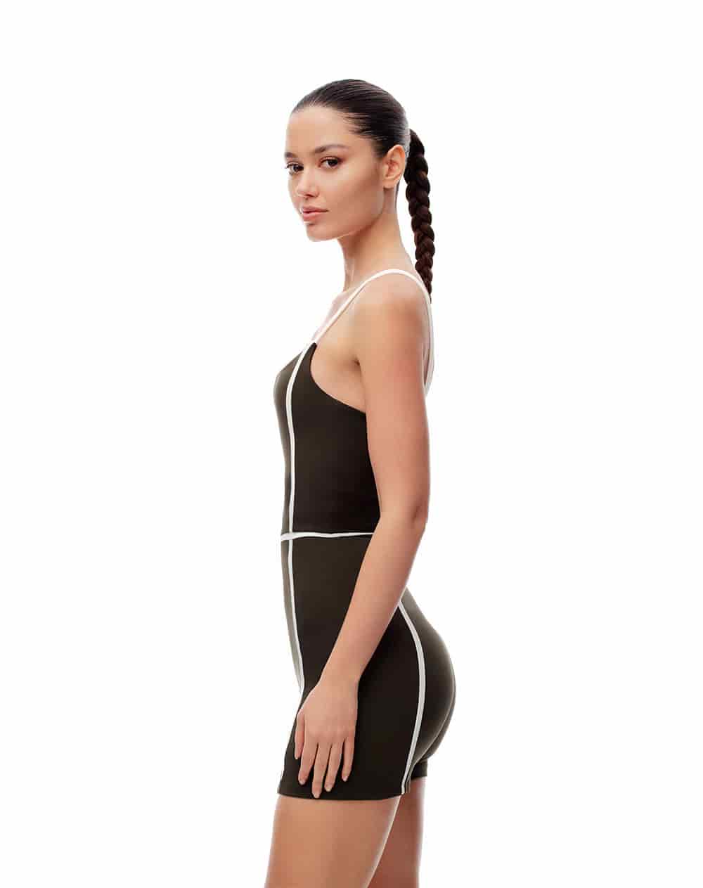 Enterizo deportivo secado rápido chocolate mujer - miniatura 4