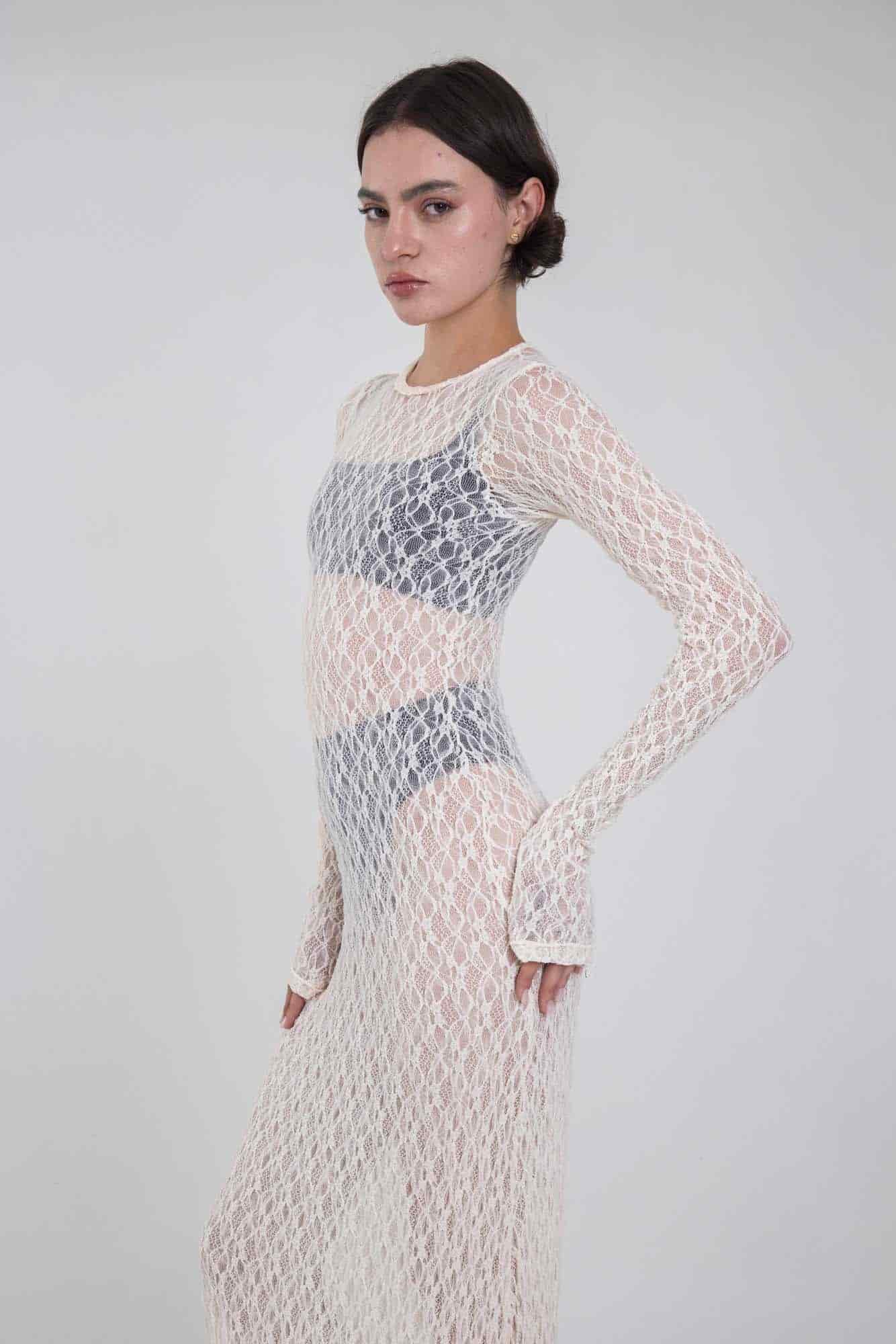 SERENA MARFIL LACE DRESS - miniatura 6