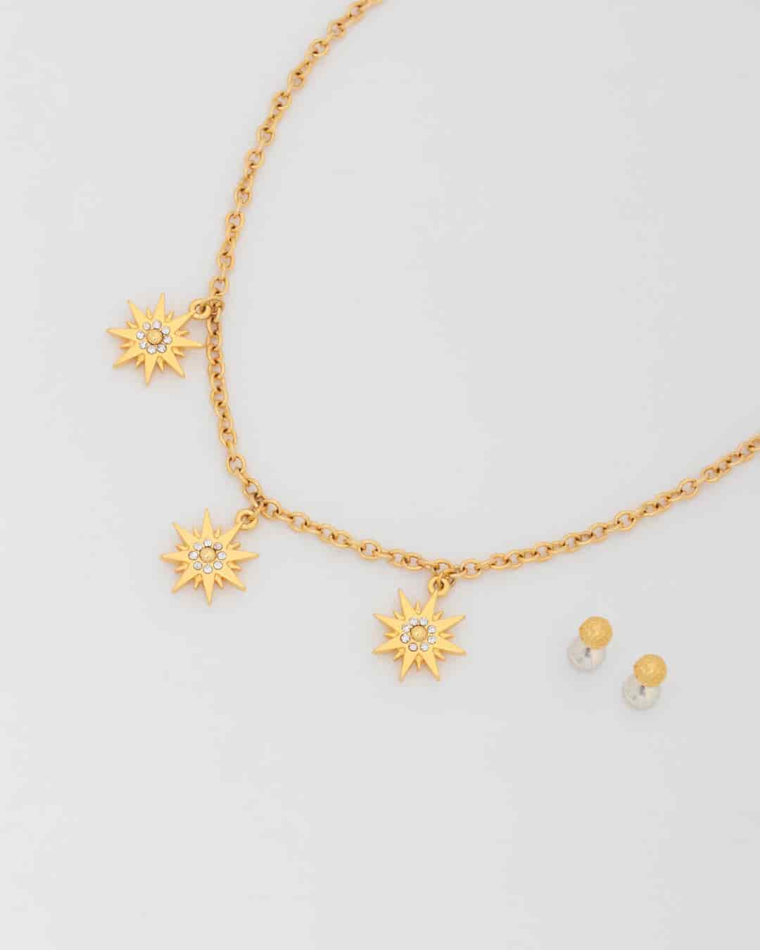 Collar Multicharms Estrellas Cristal + Aretes - miniatura 2