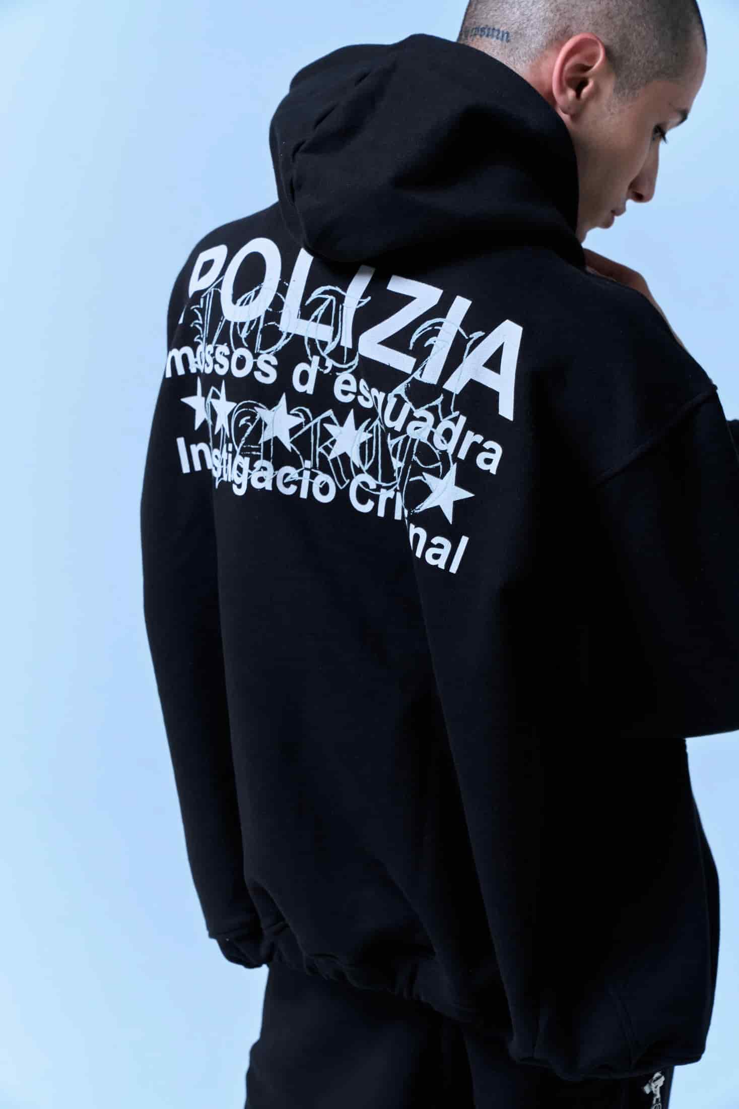 POLIZIA BLACK ZIPPER HOODIE - miniatura 11