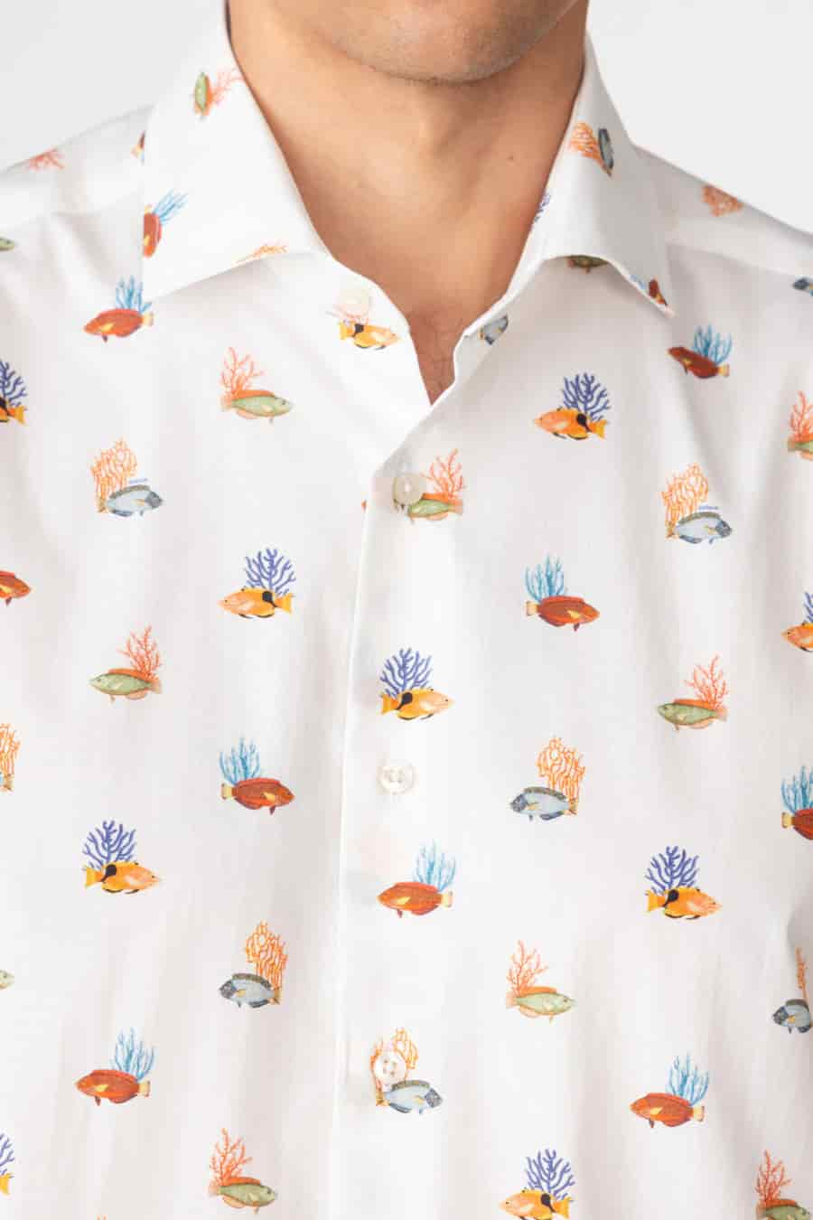 Men's cotton shirt white vanicoro - miniatura 5