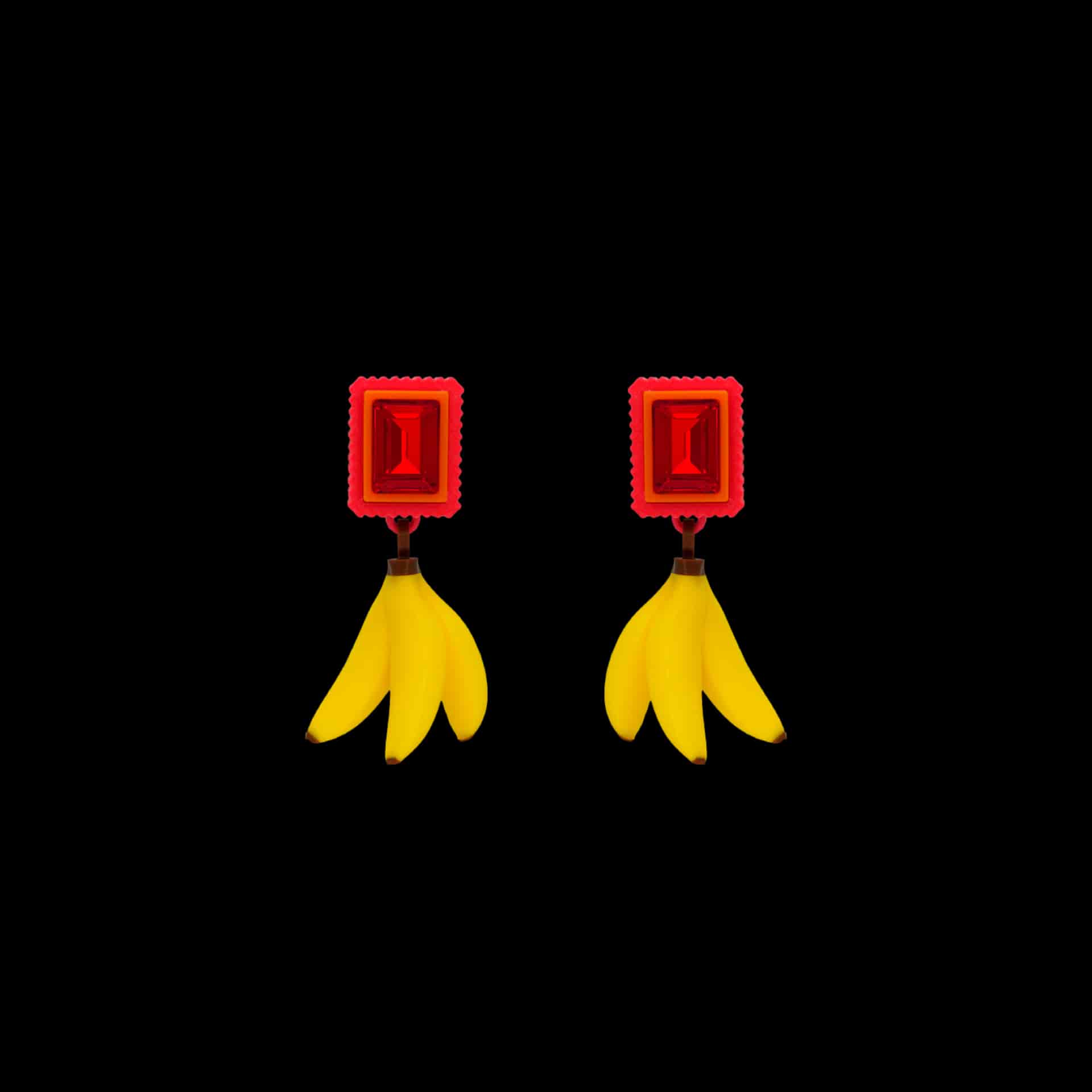 ARETES CRISTAL CON DIJE DE BANANO - miniatura 1