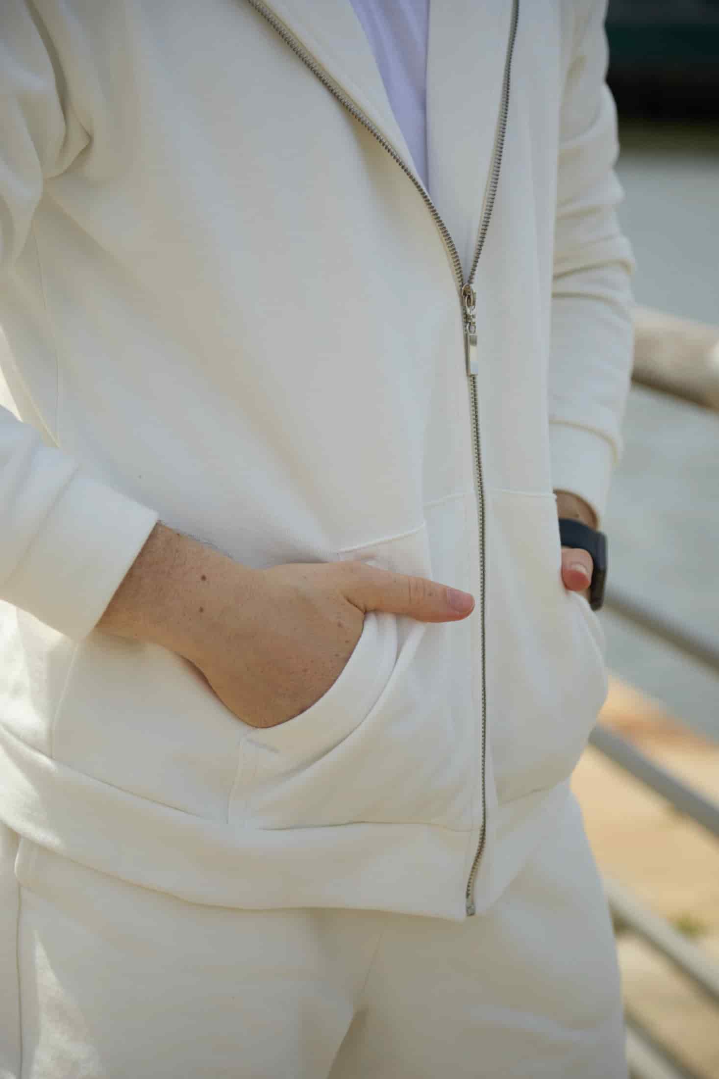 HOODIE DE CREMALLERA CREMA - UNISEX - miniatura 7