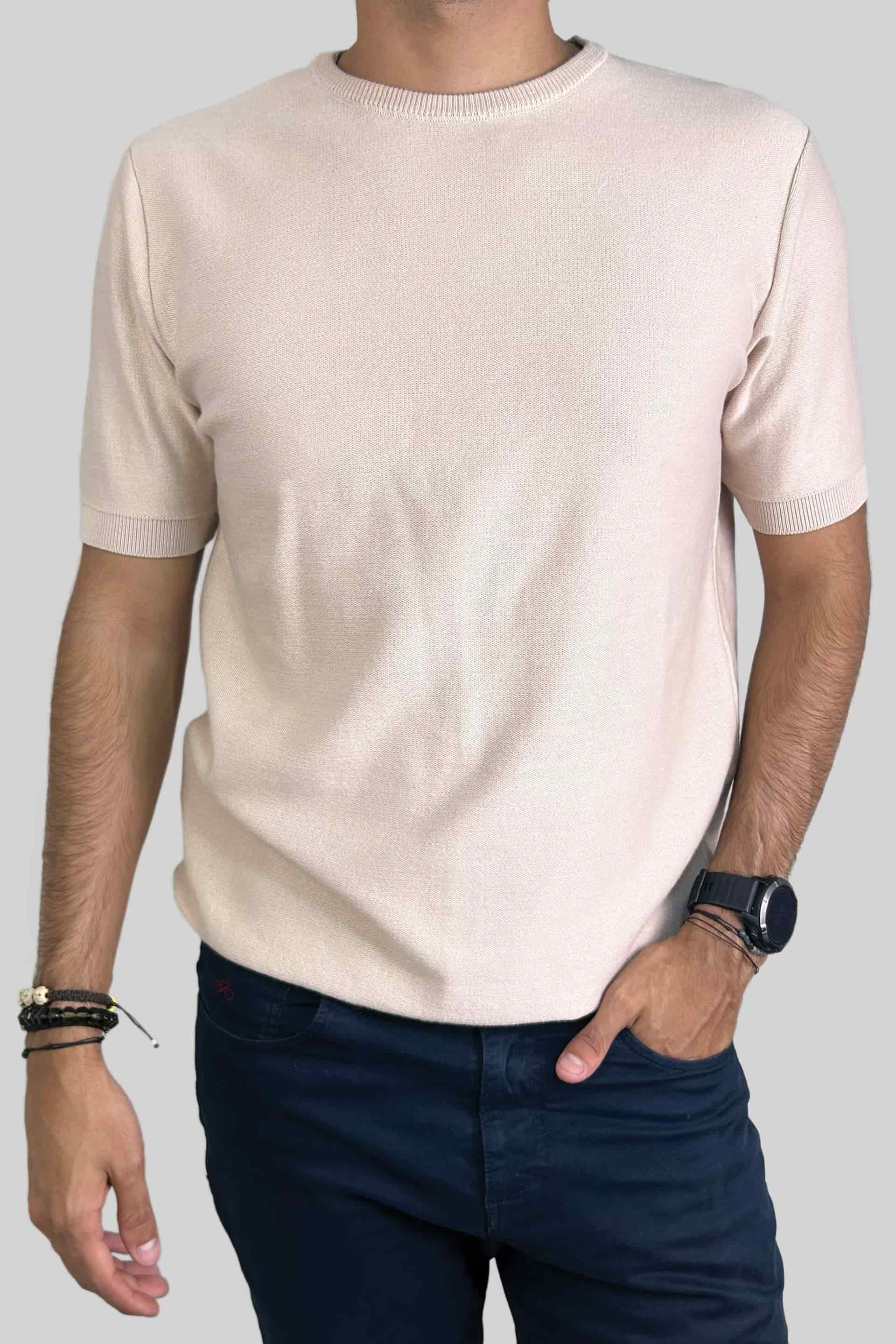 CREW NECK TEJIDA BEIGE - miniatura 1
