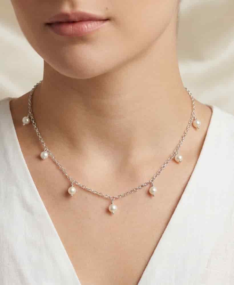 Cadena Perlas Naturales en plata elaborado a Mano - miniatura 2