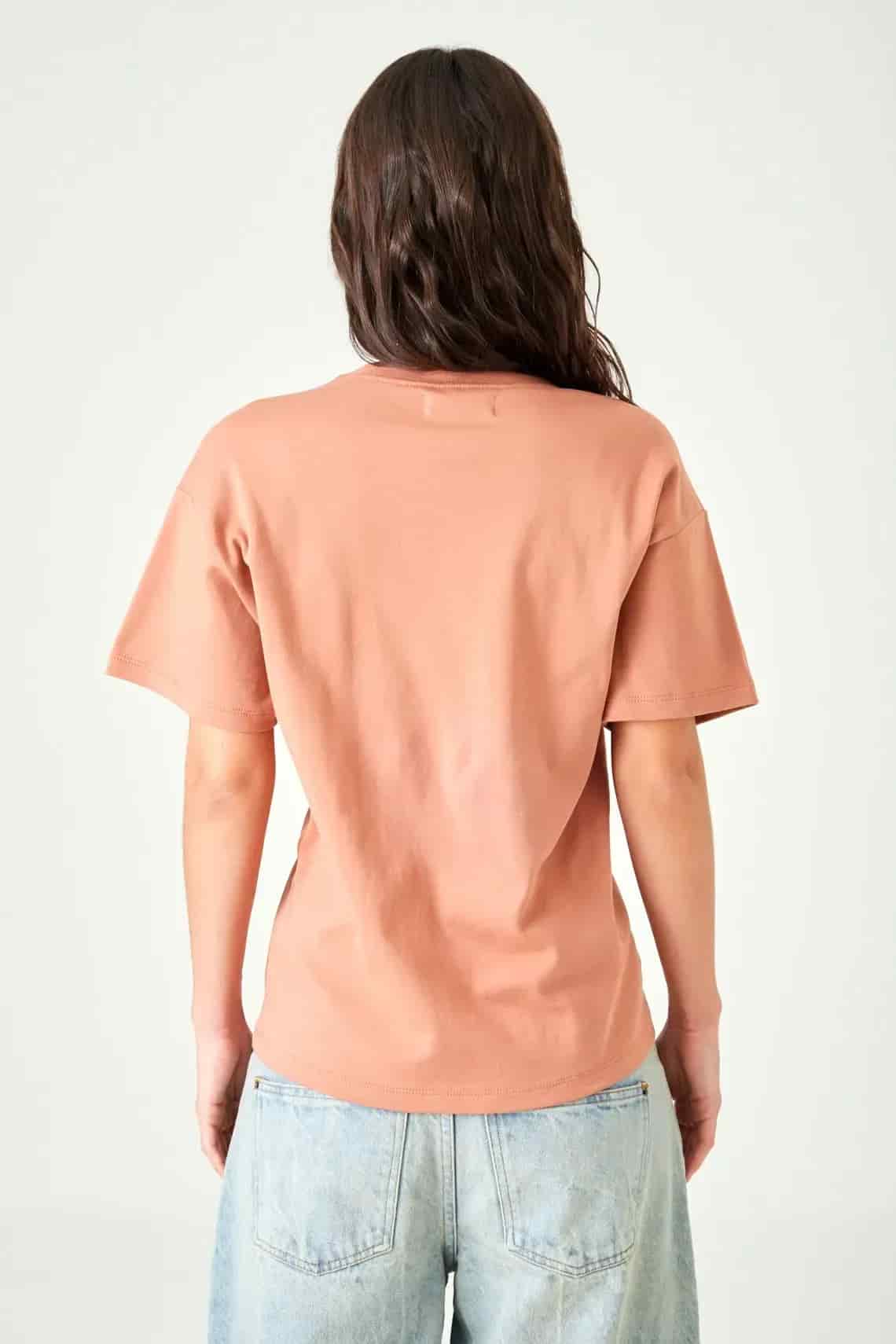 Camiseta relaxed fit manga corta en terracota para mujer - miniatura 9
