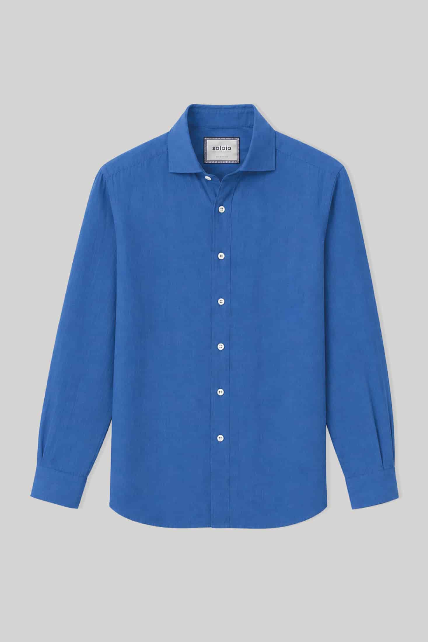 Men's linen shirt sky blue basic - miniatura 3