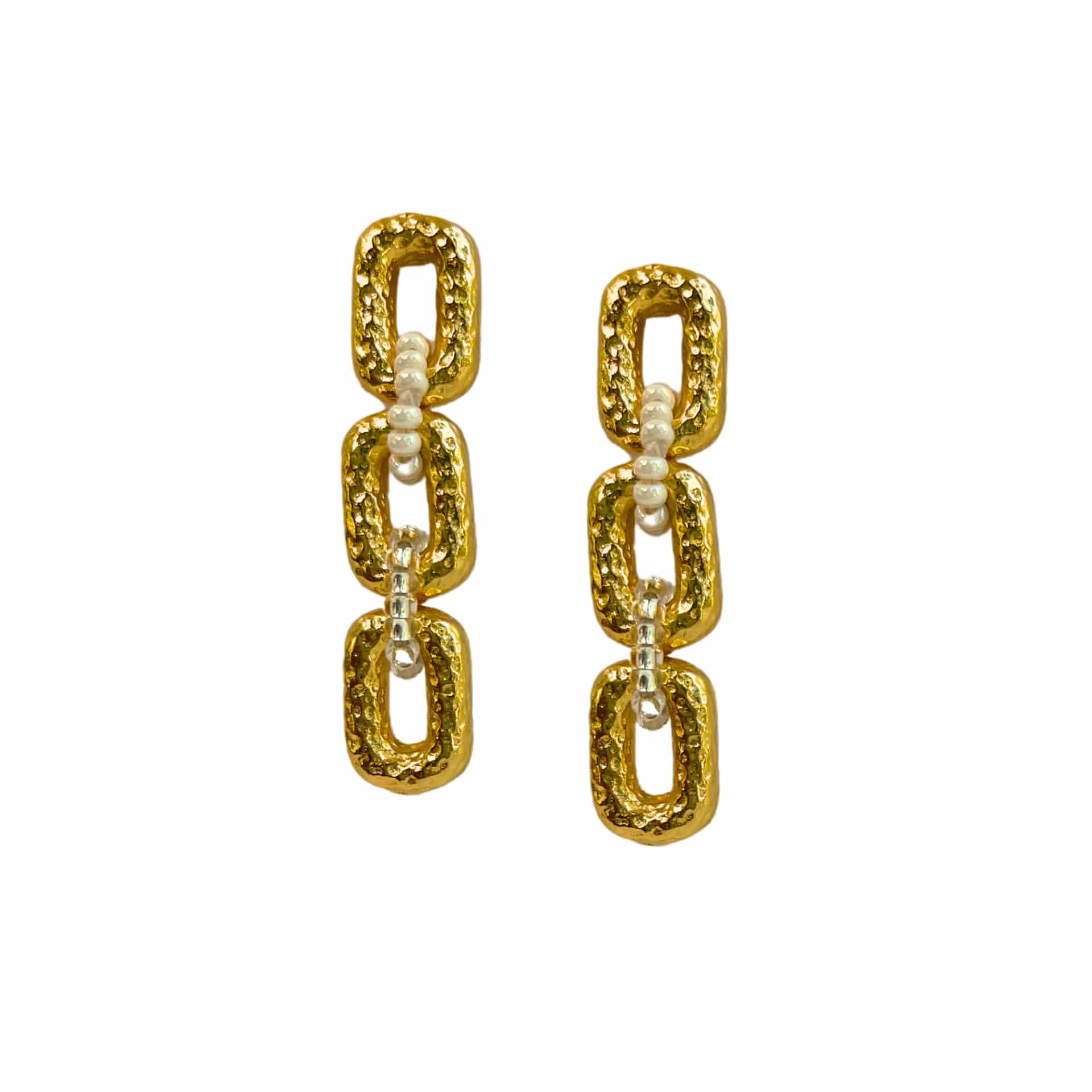 Connected Mini Link Beaded Earrings - miniatura 10