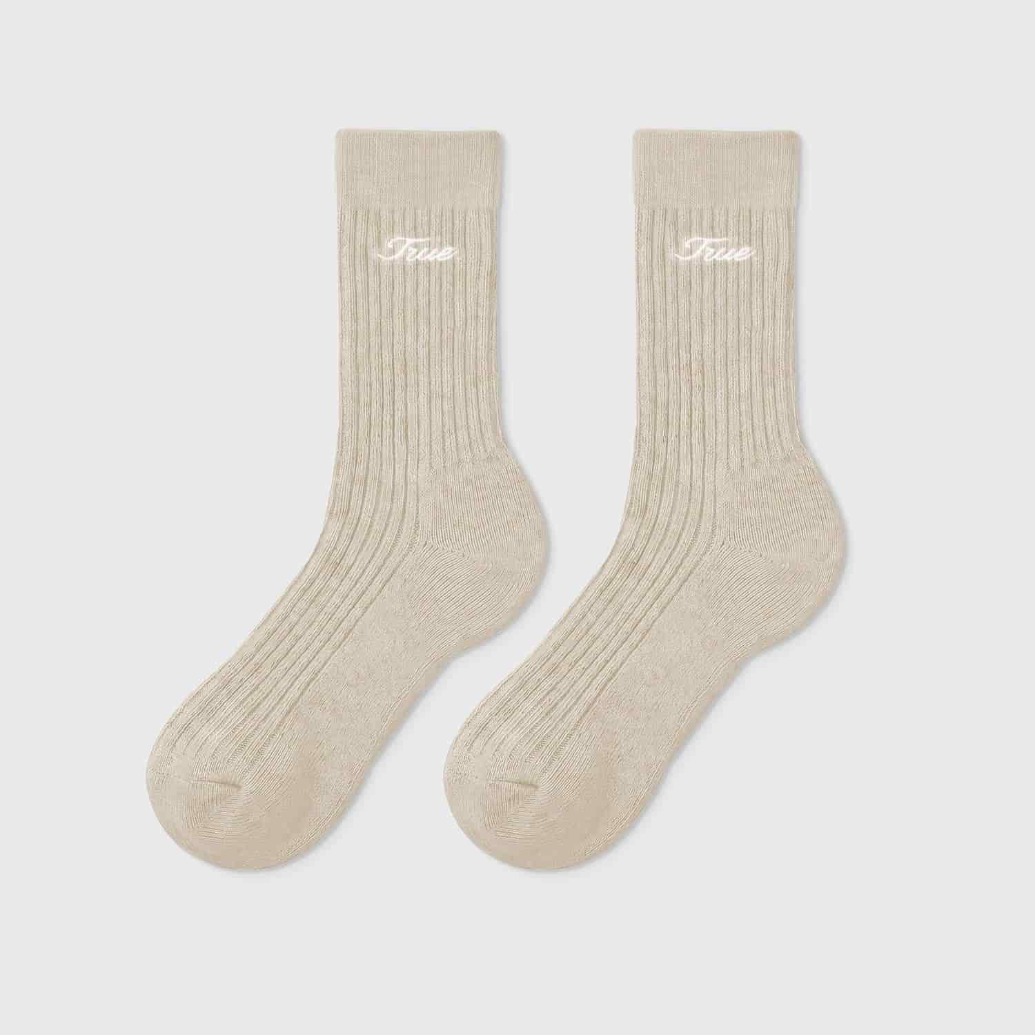 True Ribbed Socks - Cream - miniatura 1