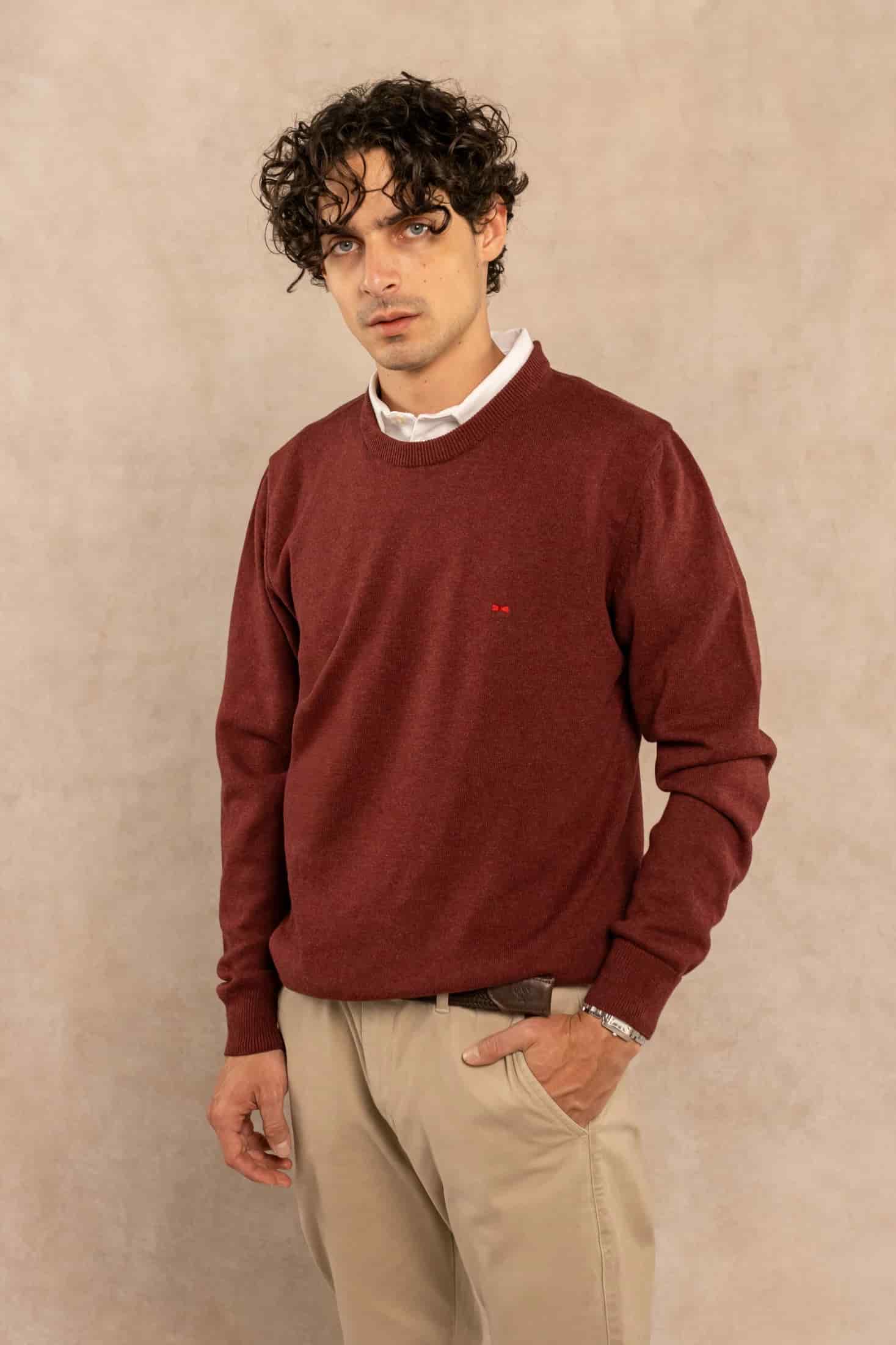 Sueter Algodon Peinado Cuello Redondo Vintage Wine - miniatura 1