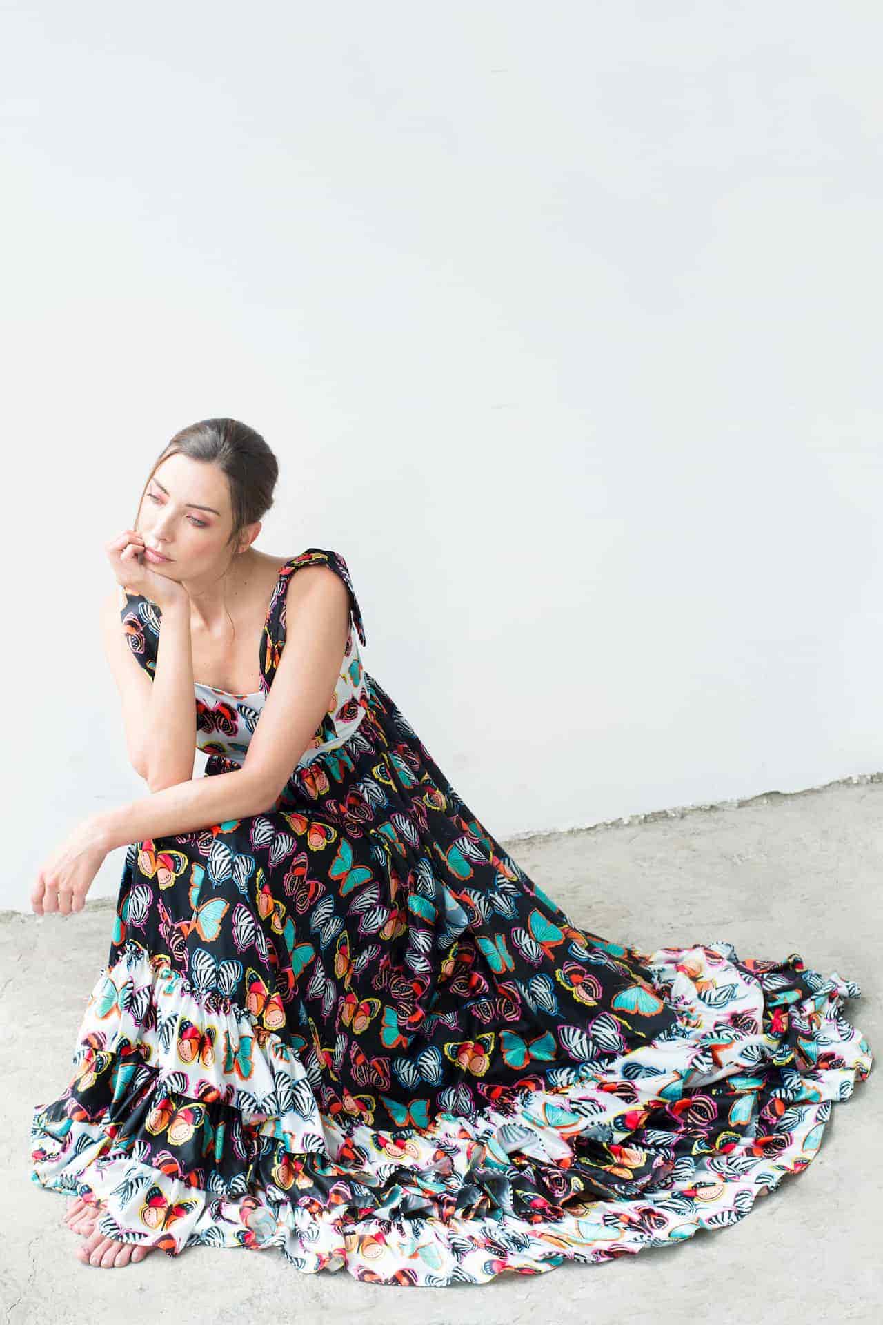 Maxi Vestido Tierra de Mariposas Negro - miniatura 2