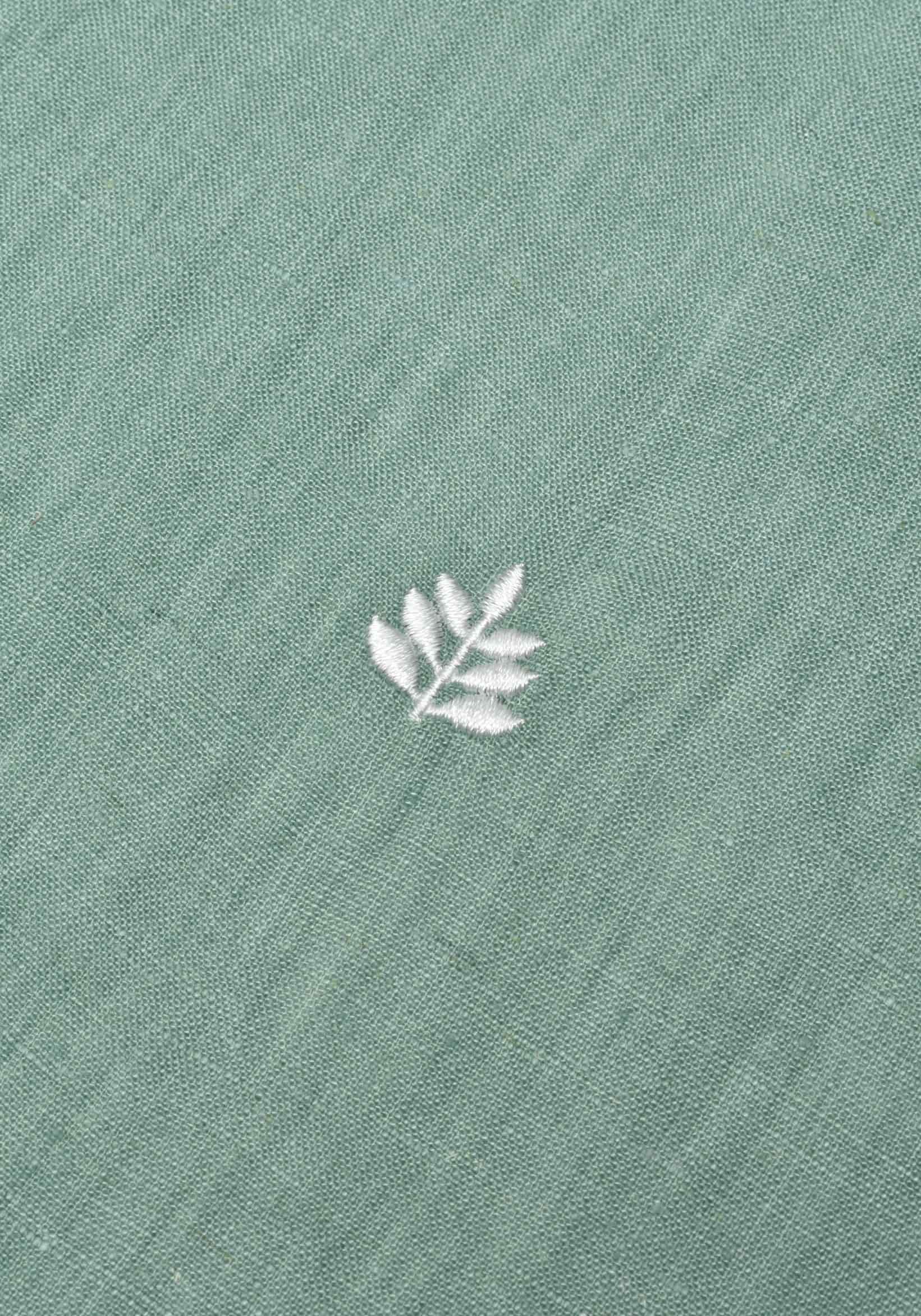 Camisa Lino Cuello Francés Verde Medio L-Bla - miniatura 5