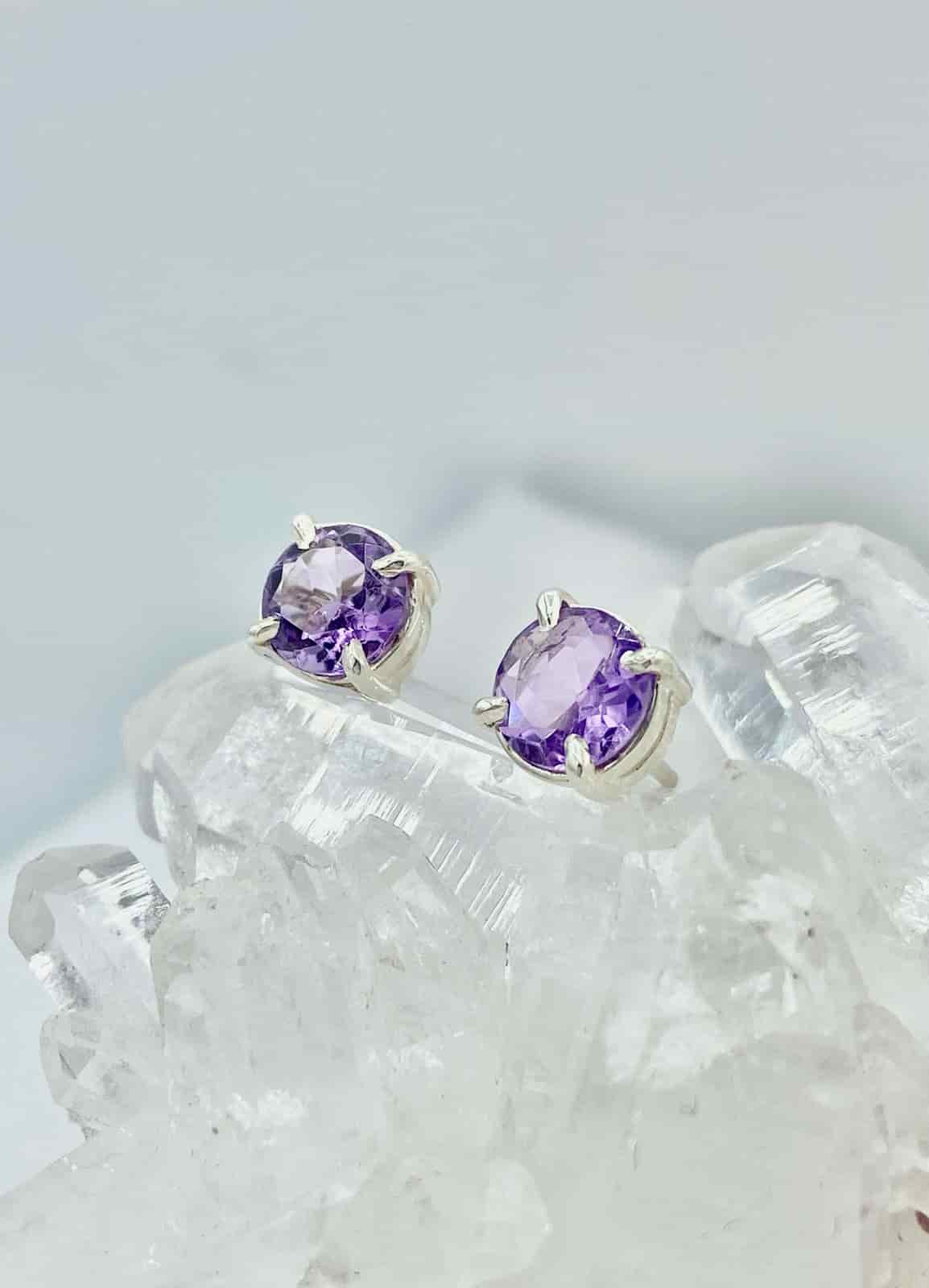 Aretes Amatista redondos - miniatura 1