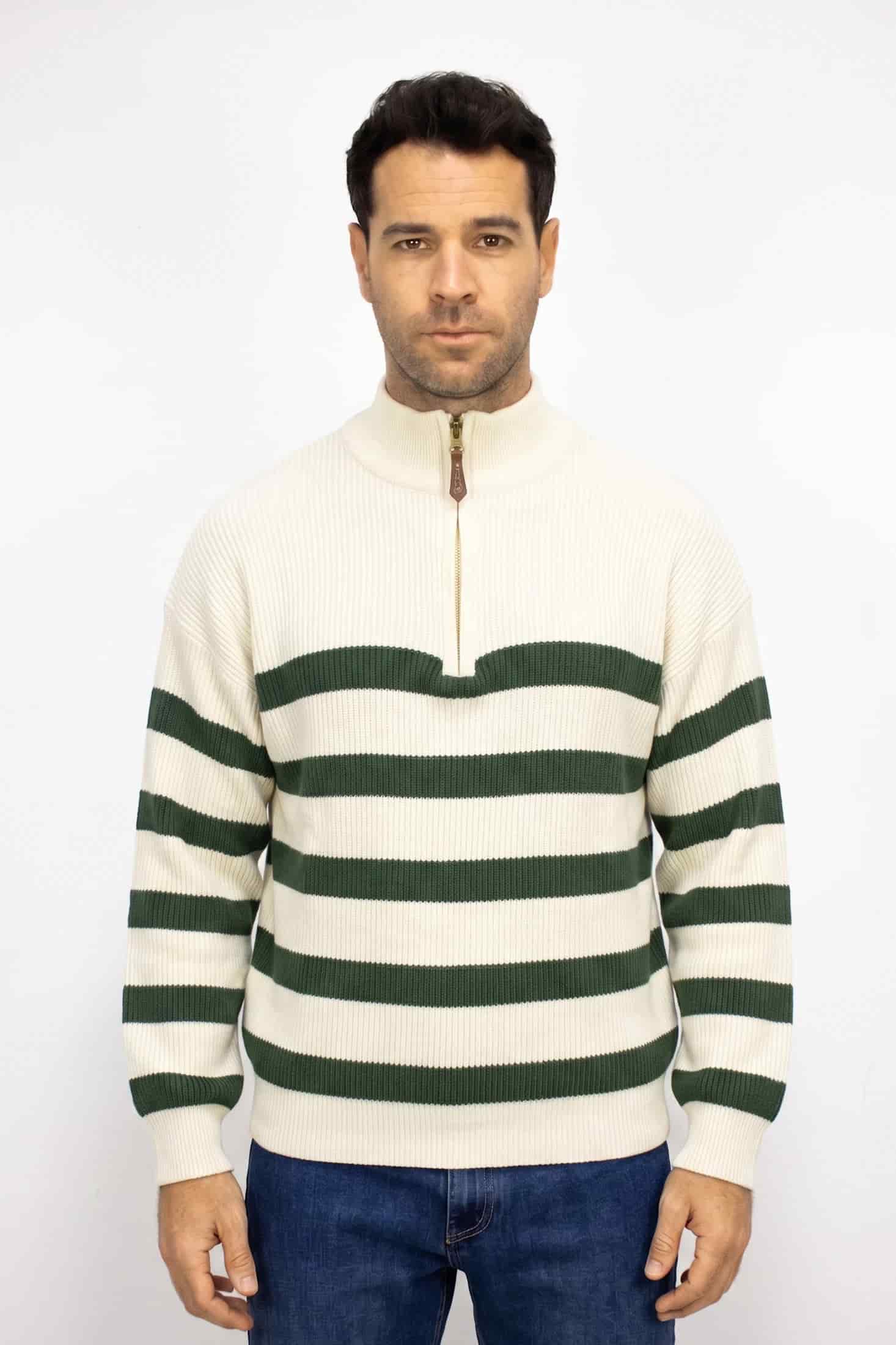 SACO DE RAYAS VERDE CON CIERRE PARA HOMBRE - miniatura 3