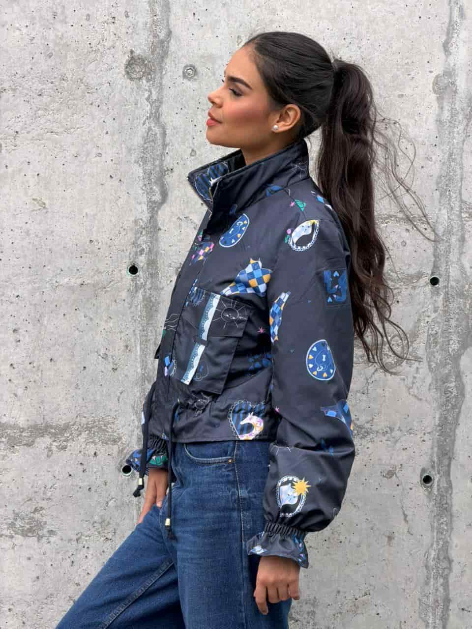 Chaqueta Corta Estampada Azul - miniatura 2