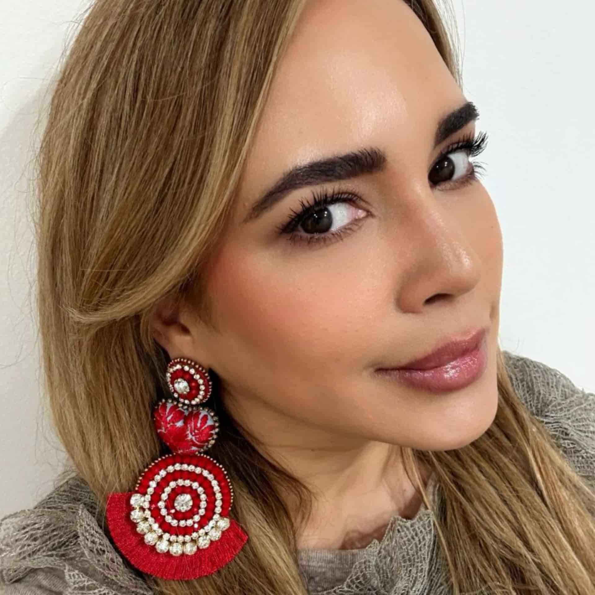 Red Circle & Heart Earrings - miniatura 2