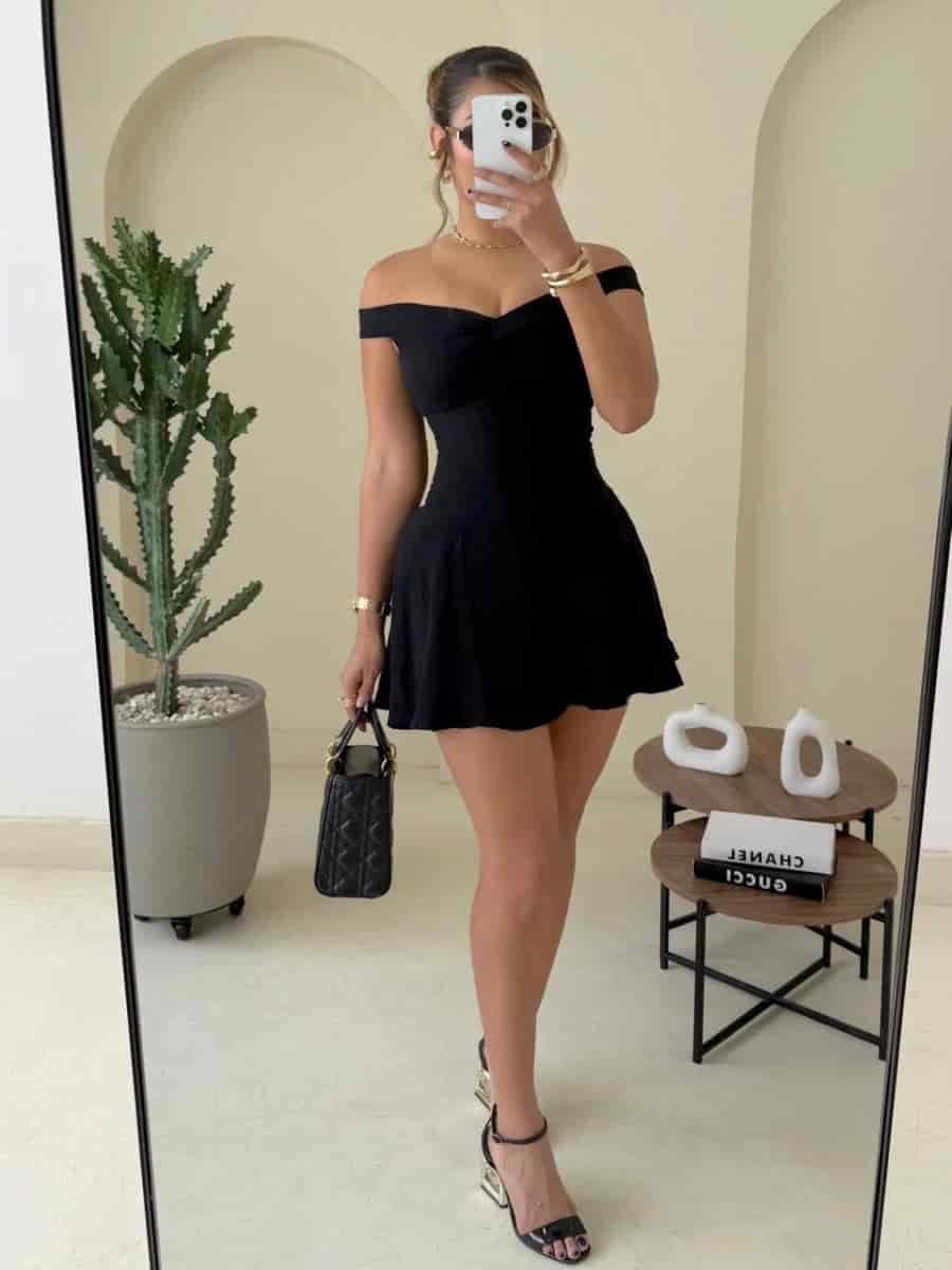 Vestido corto solimar (negro ) - miniatura 1