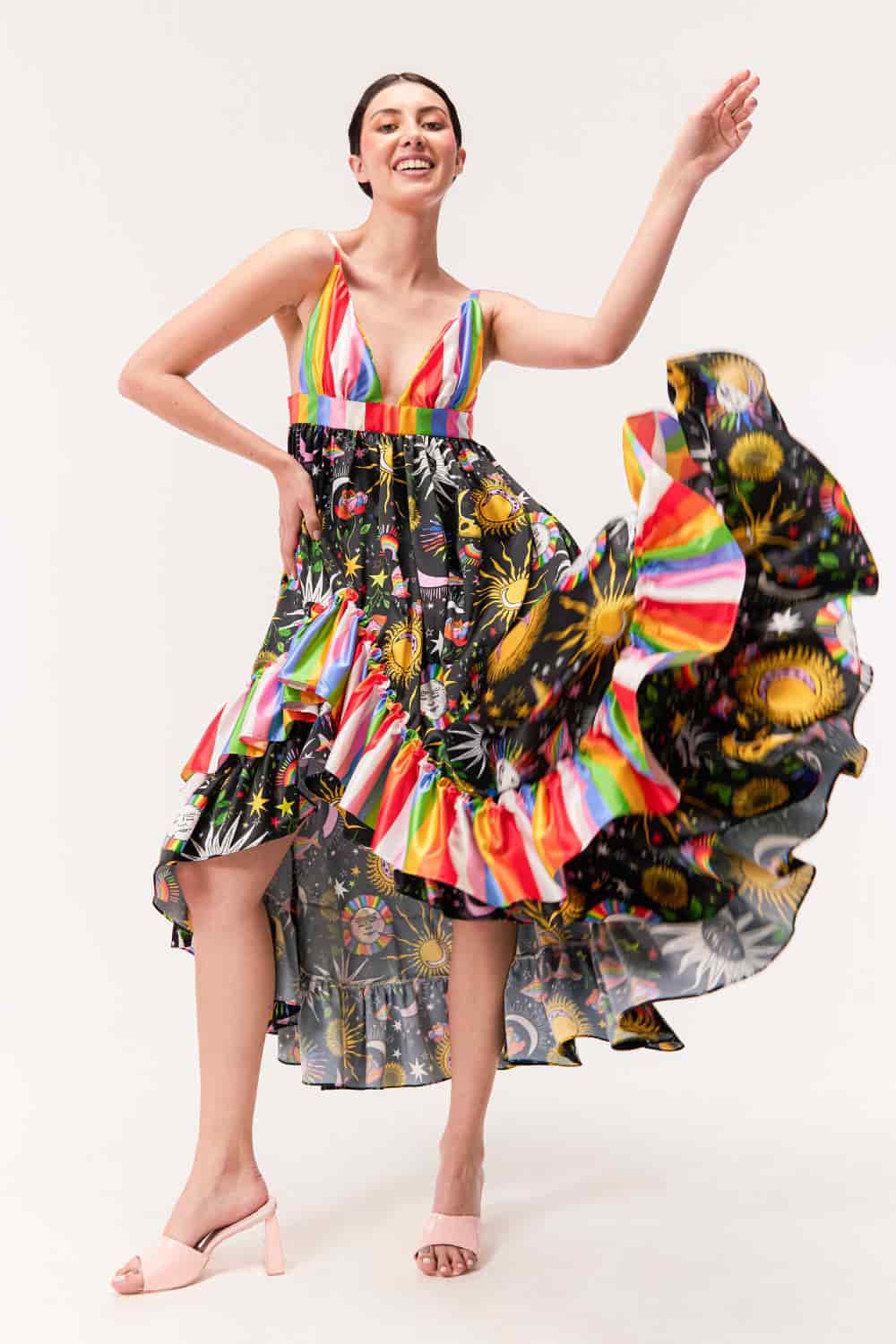 Vestido Merengue / Estampado Madre Luna, Padre Sol Negro - miniatura 1