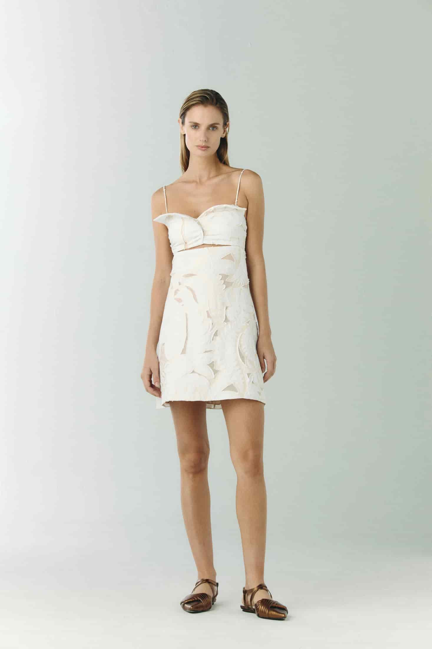 Victoria Jacquard Coupe Mini Dress / Ecru - miniatura 1