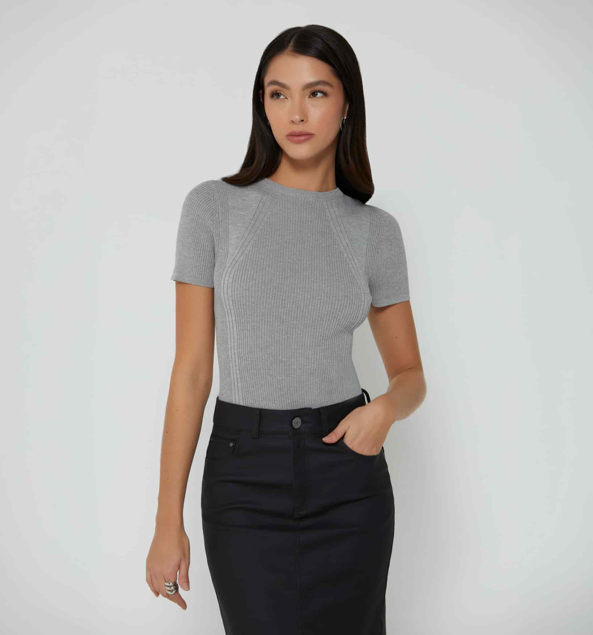 Blusa manga corta tejida - miniatura 12