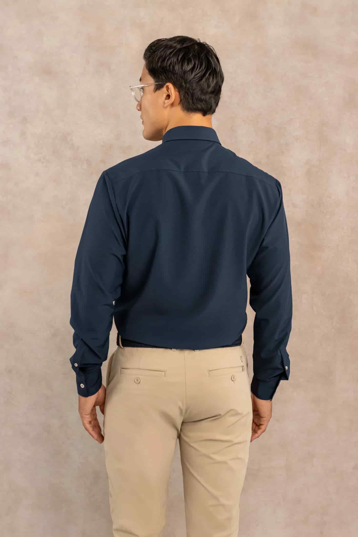 Camisa Performance Antiarrugas Azul Oscuro - miniatura 13
