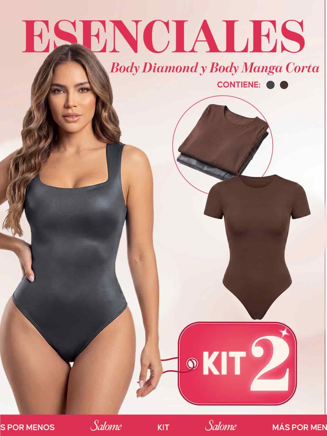 Kit Body Diario Diamond Escote Cuadrado & Manga Corta Sin Costuras | Salome 5006 + 5007 | 01L5 - miniatura 5