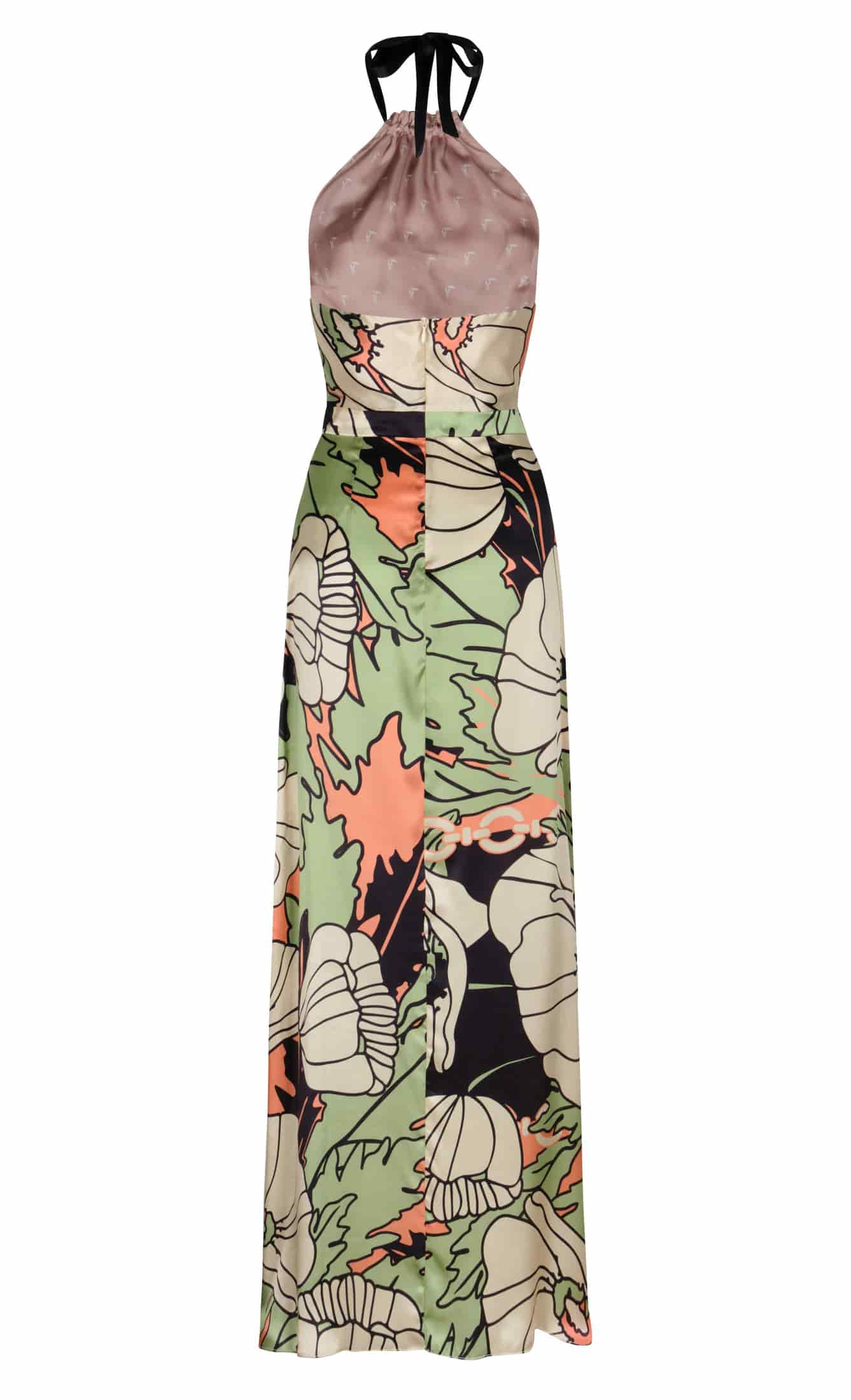 Magdalena Satin Silk Maxi Dress / Sage Gladiolos Garden - miniatura 3